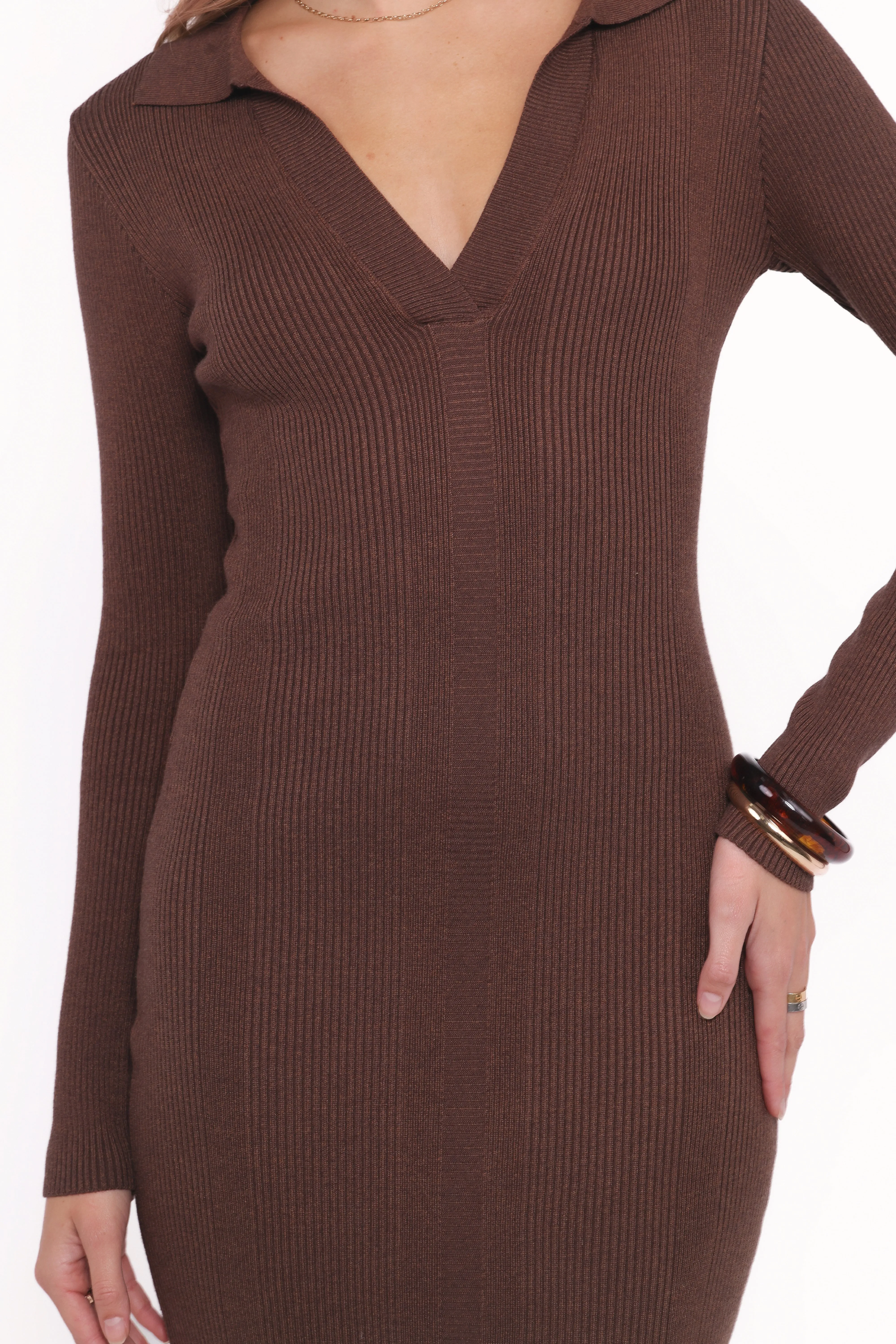 Collins Long Sleeve Midi Dress - Chocolate sold by Petal & Pup product image thumbnail 5