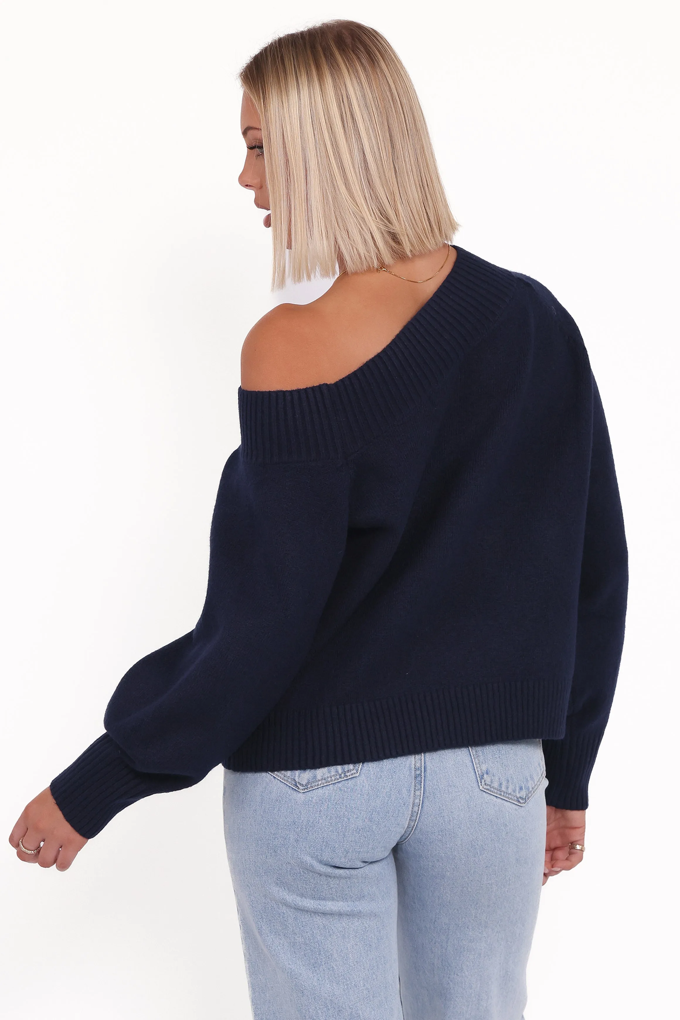 Ailis Off Shoulder Sweater - Navy sold by Petal & Pup product image thumbnail 4