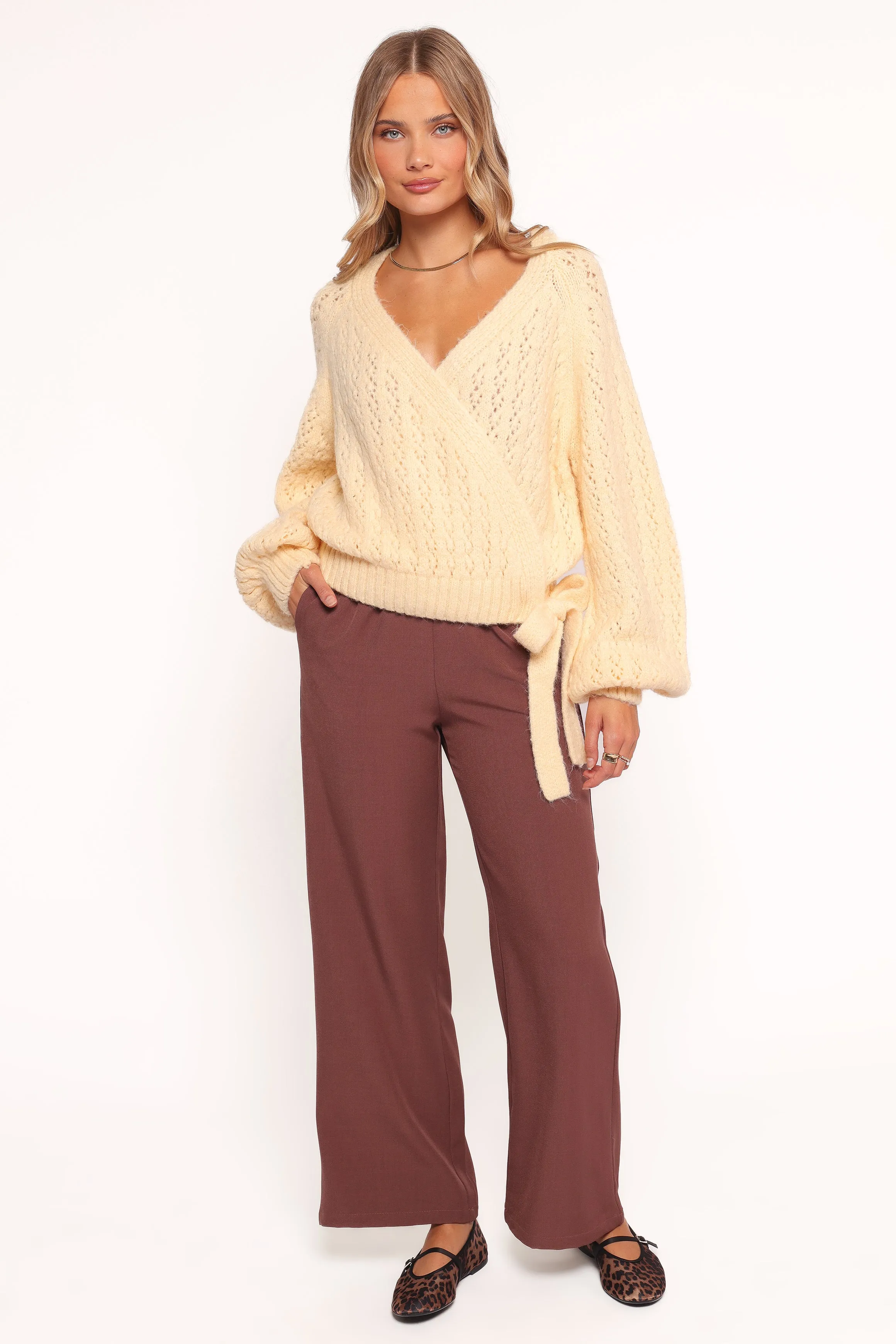 Etta Ballet Wrap Knit Sweater - Butter sold by Petal & Pup product image thumbnail 5
