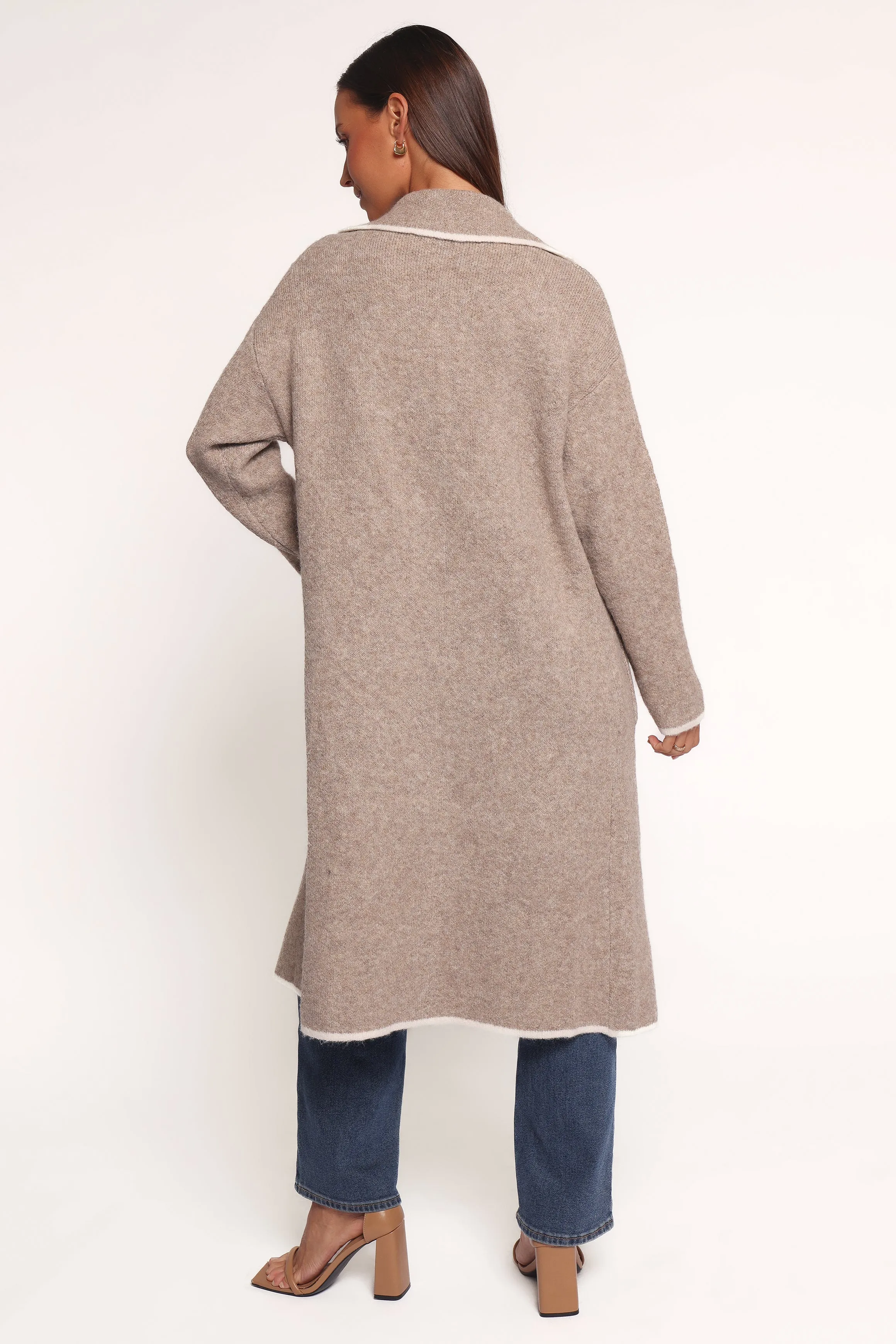 Katia Contrast Trim Coatigan - Beige sold by Petal & Pup product image thumbnail 4