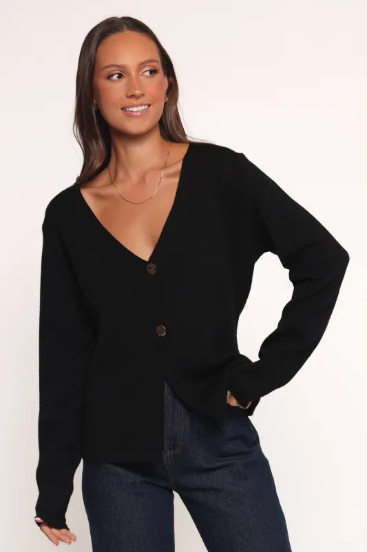 Jett Large Button Cardigan - Black sold by Petal & Pup