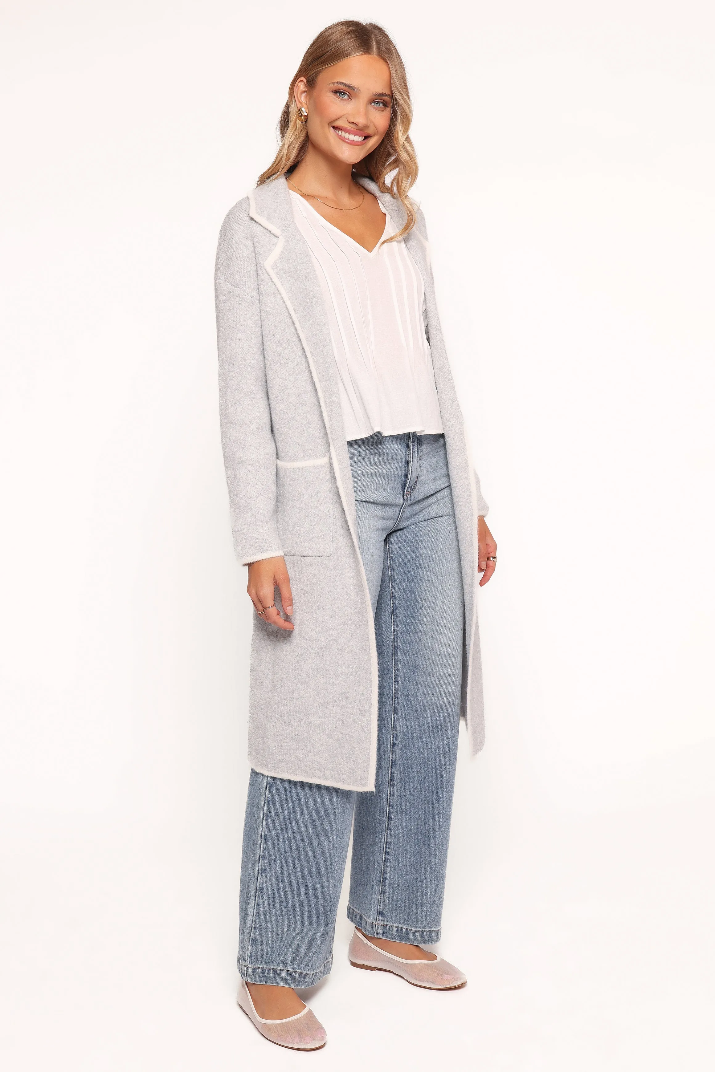 Katia Contrast Trim Coatigan - Light Grey sold by Petal & Pup product image thumbnail 3