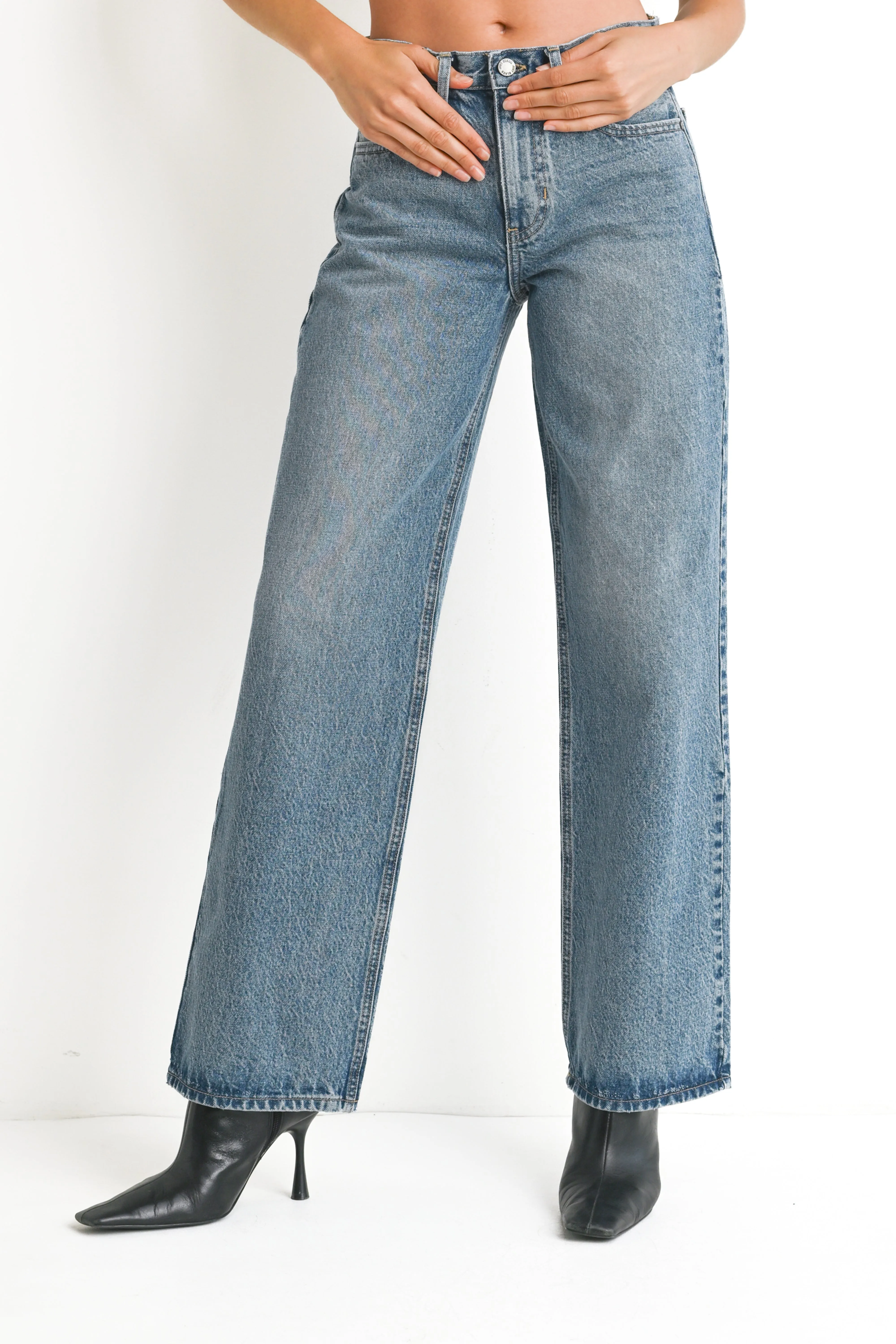 Just Black High Rise Relaxed Straight Jean - Medium sold by Petal & Pup