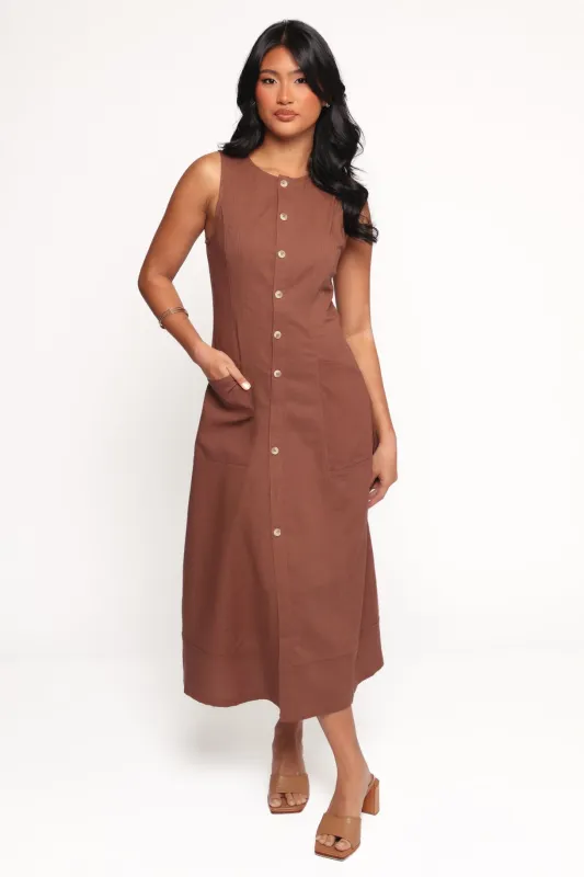Kingsley Midi Dress - Chocolate sold by Petal & Pup