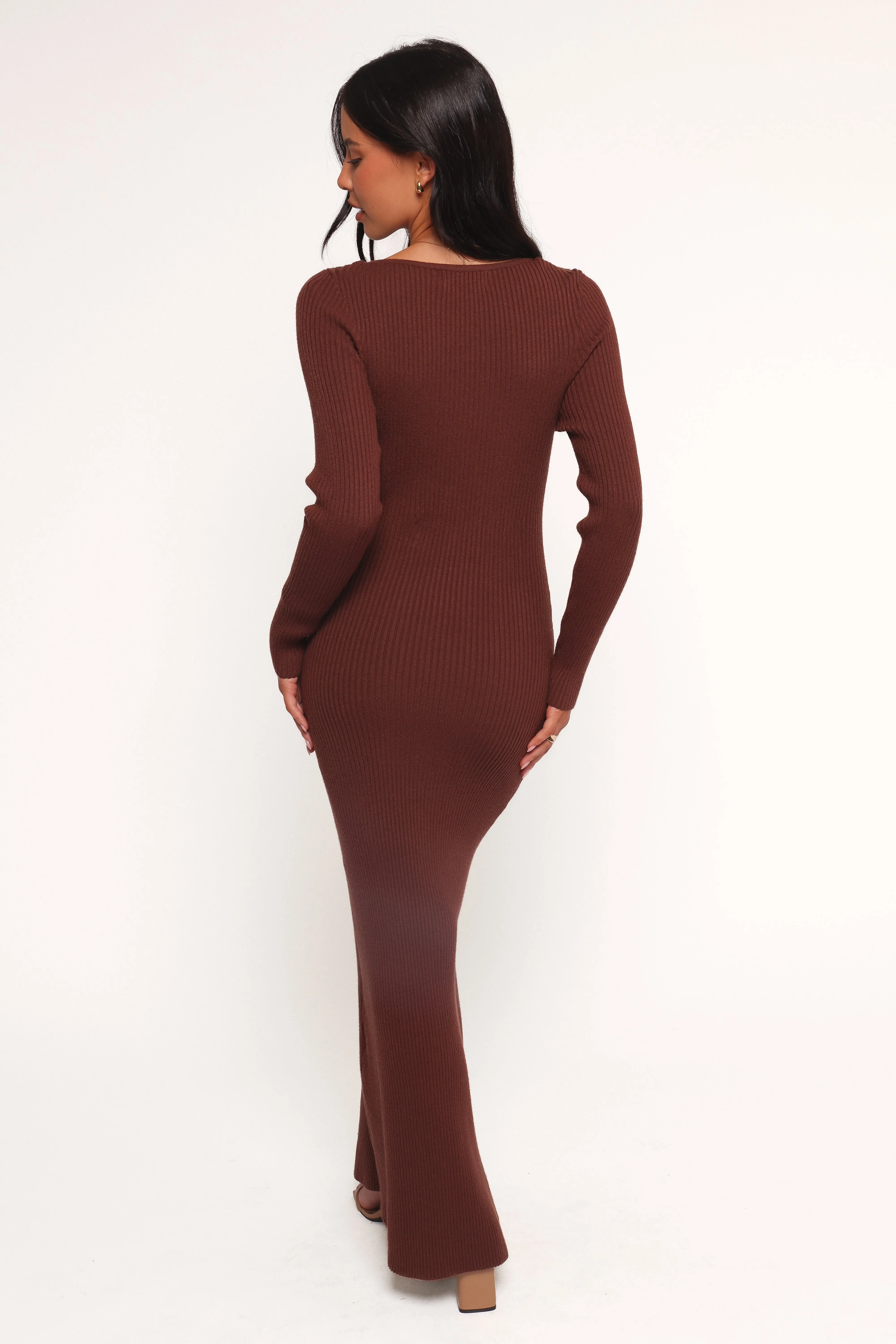 Marshall Button Through Knit Maxi Dress - Chocolate sold by Petal & Pup product image thumbnail 3