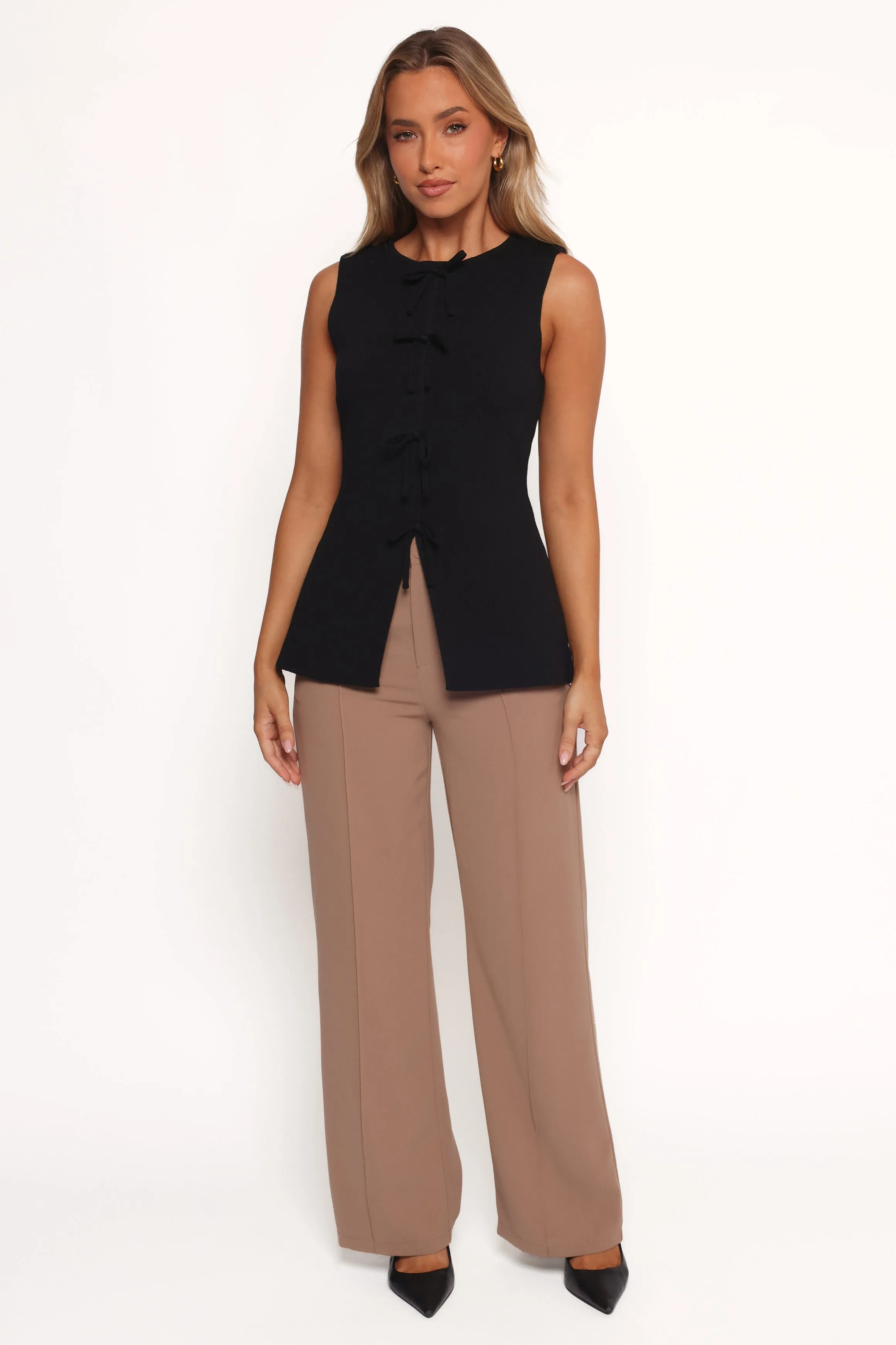 Milani Bow Knitted Top - Black sold by Petal & Pup