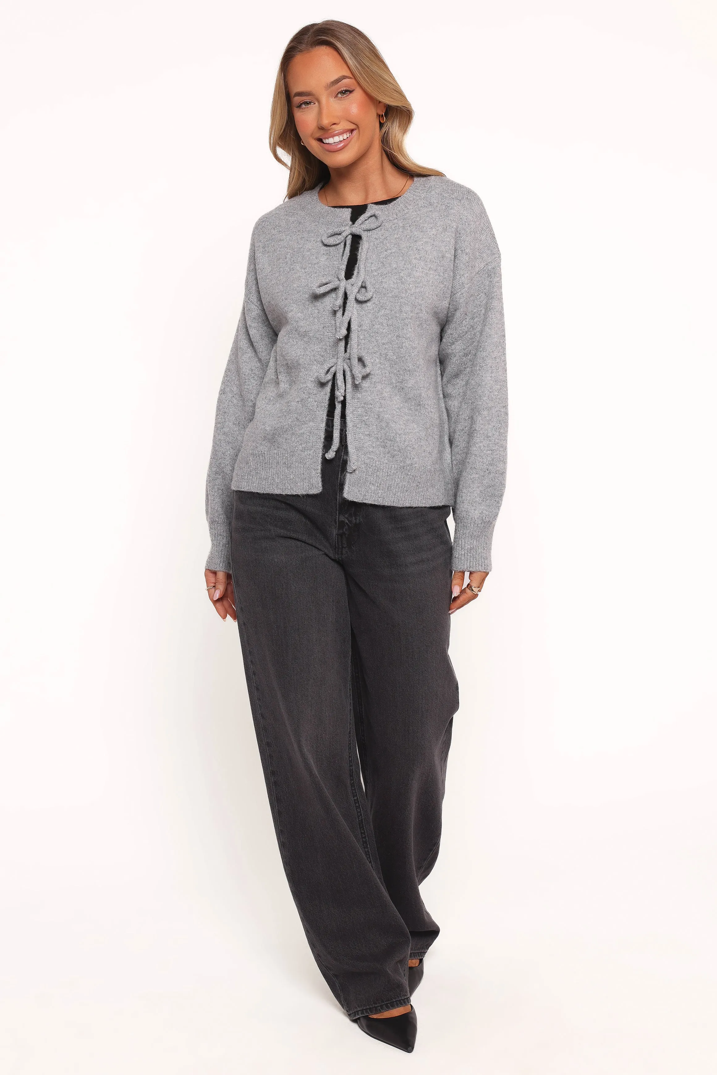 Neri Bow Tie Front Cardigan - Grey sold by Petal & Pup product image thumbnail 5