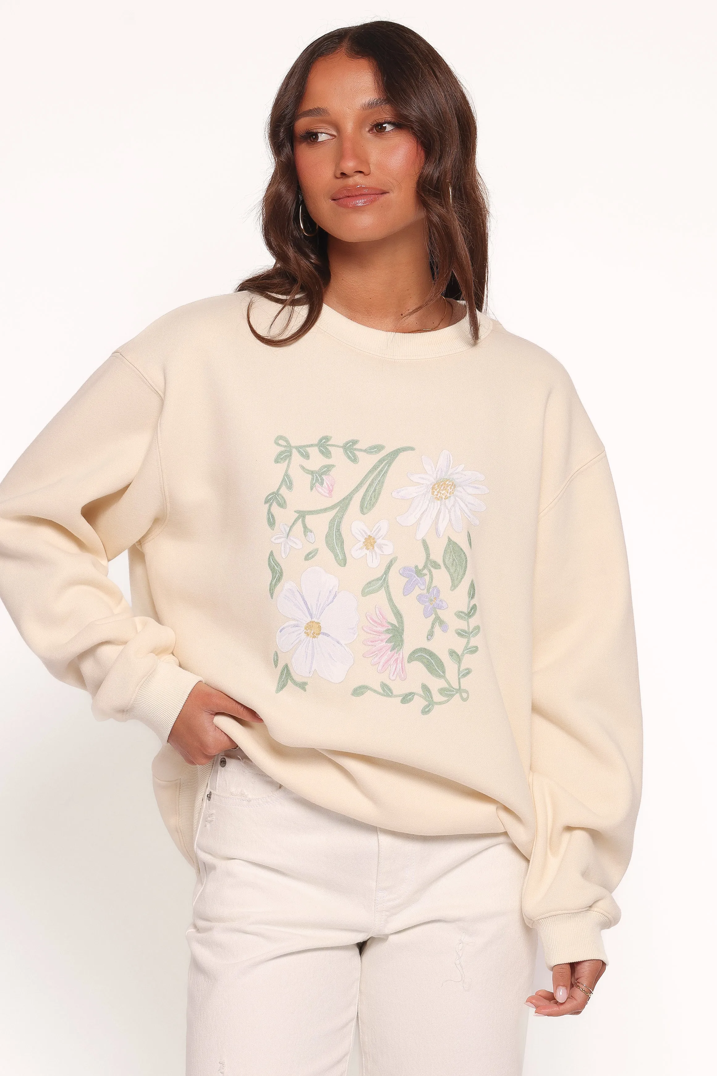 Flower Garden Graphic Sweatshirt - Cream sold by Petal & Pup