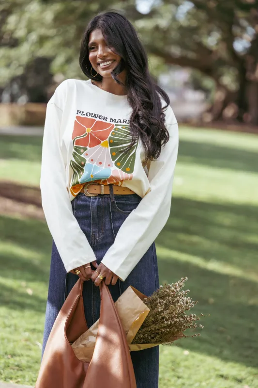 Flower Market Long Sleeve Tee - Cream sold by Petal & Pup