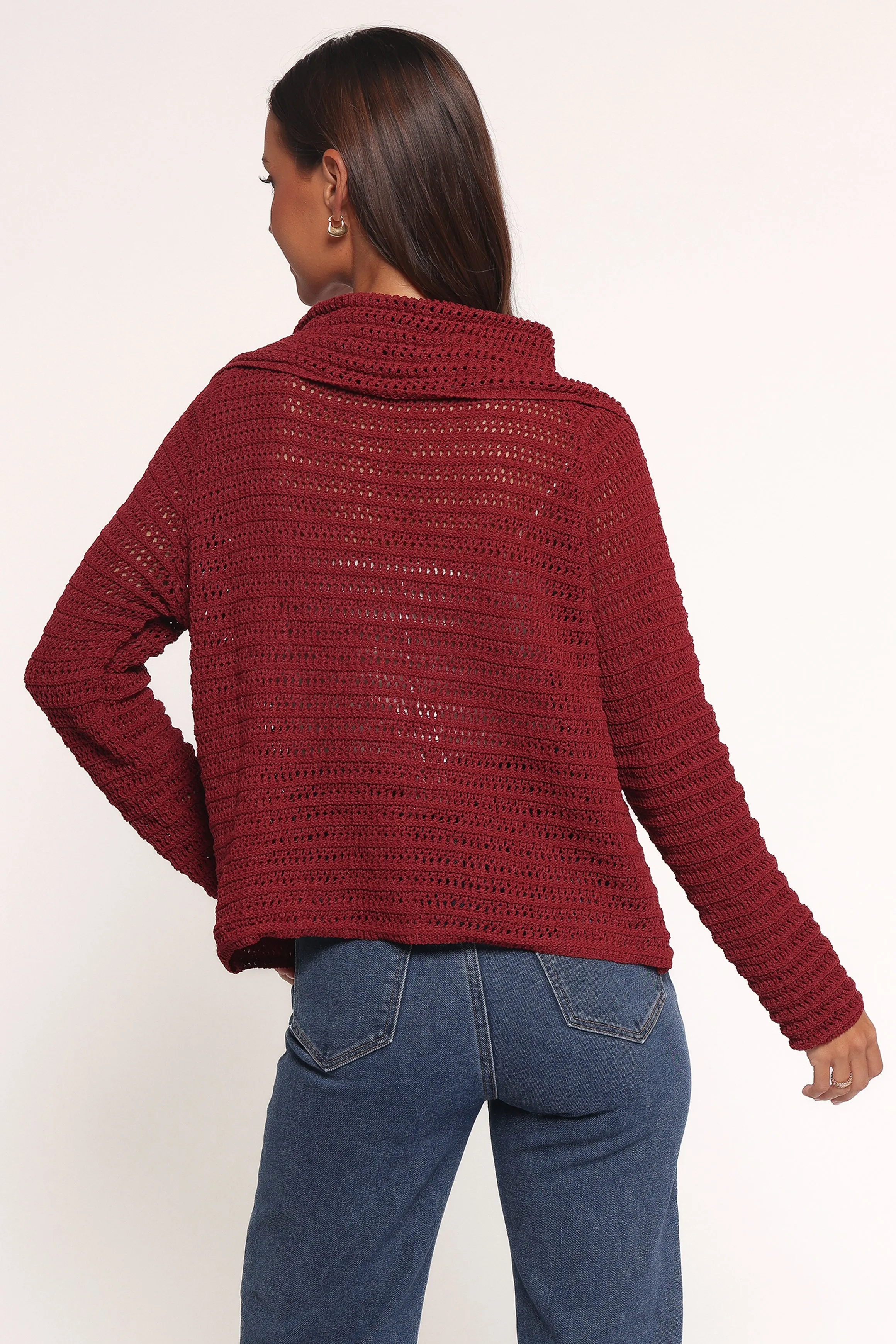 Lyra Large Collar Cardigan - Burgundy sold by Petal & Pup product image thumbnail 4