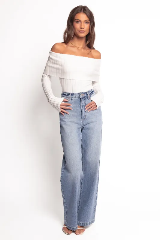 Inora Off Shoulder Knit Top - White sold by Petal & Pup