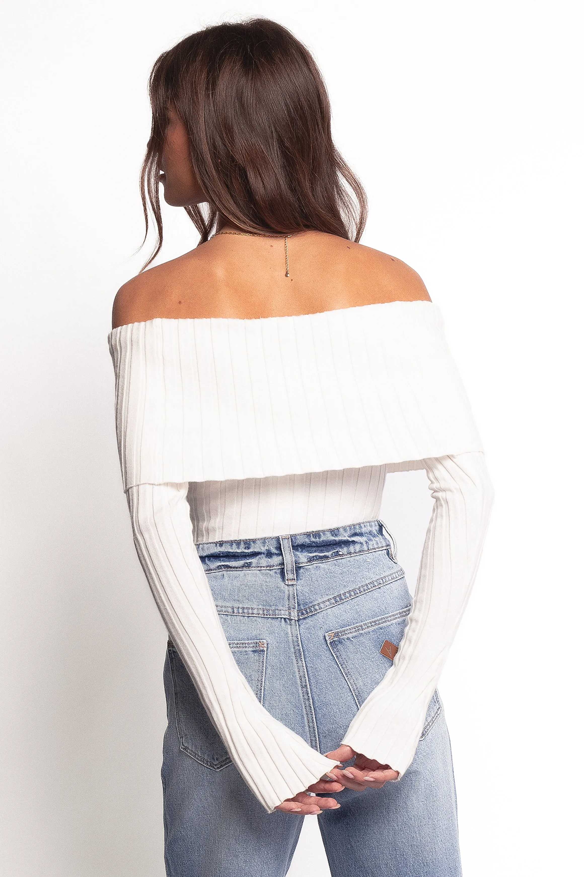 Inora Off Shoulder Knit Top - White sold by Petal & Pup product image thumbnail 5