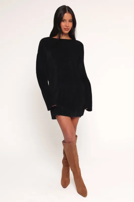 Mitchell Knit Mini Dress - Black made by Petal & Pup