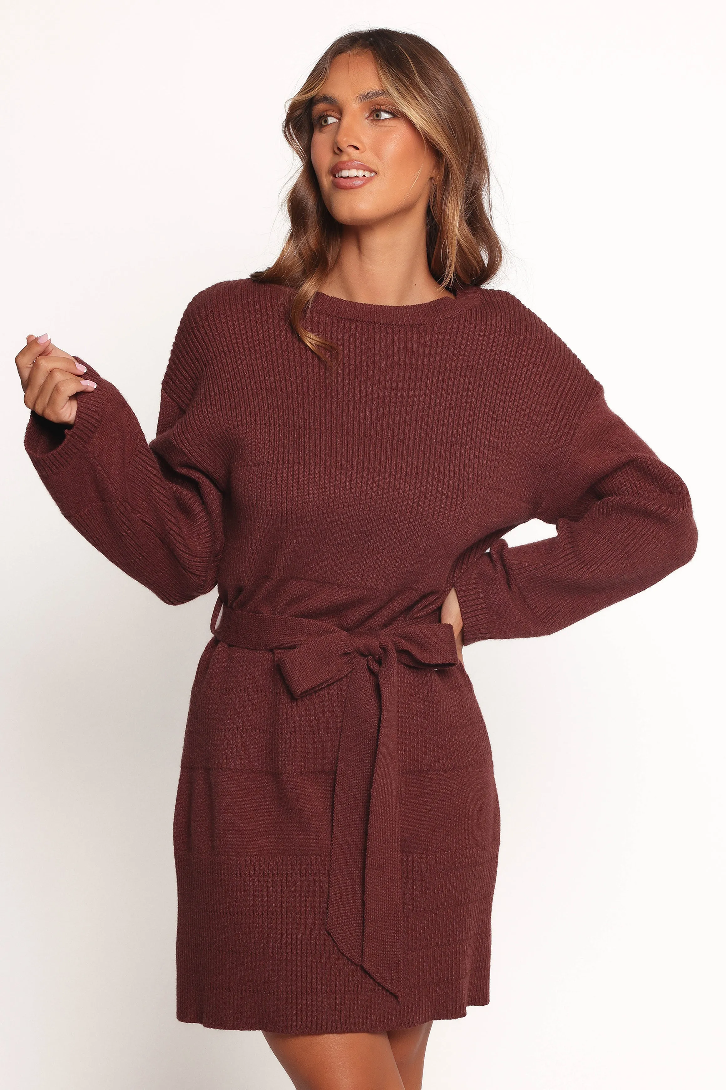 Lucca Mini Sweater Dress - Chocolate Brown sold by Petal & Pup product image thumbnail 2