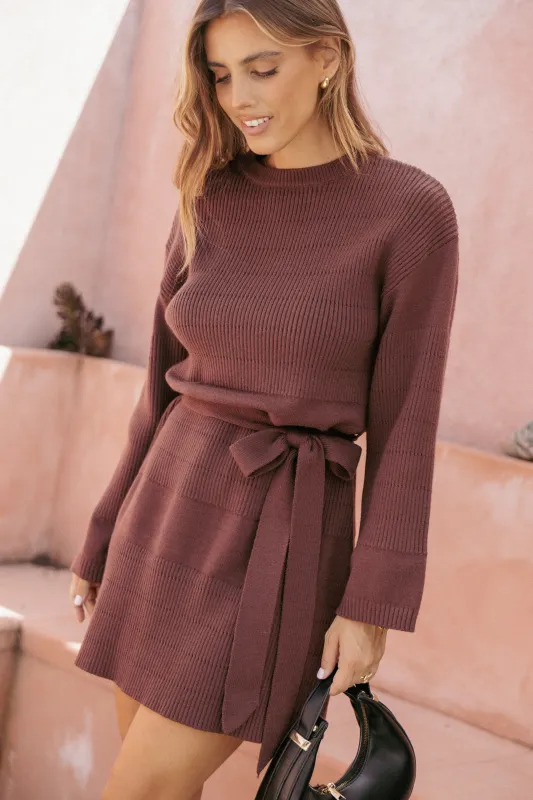 Lucca Mini Sweater Dress - Chocolate Brown sold by Petal & Pup