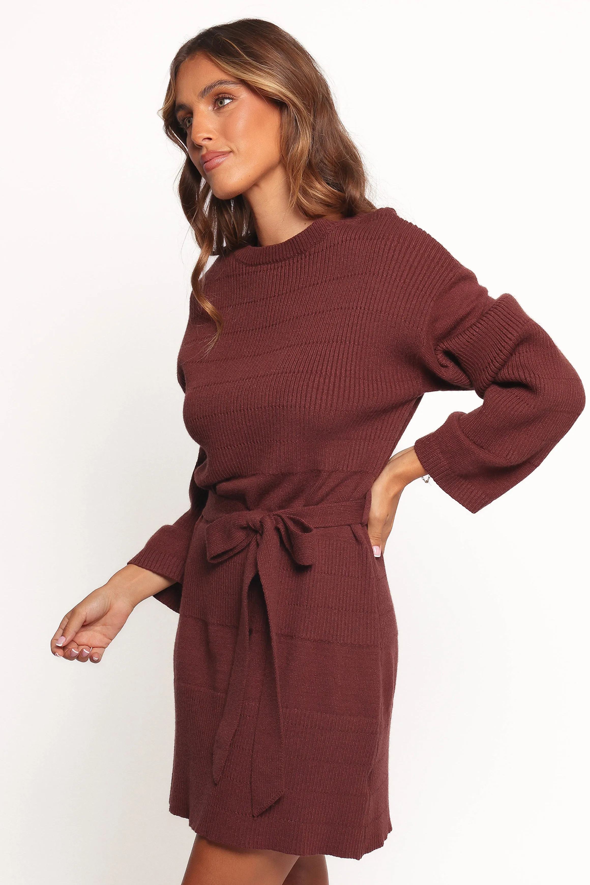 Lucca Mini Sweater Dress - Chocolate Brown sold by Petal & Pup product image thumbnail 4