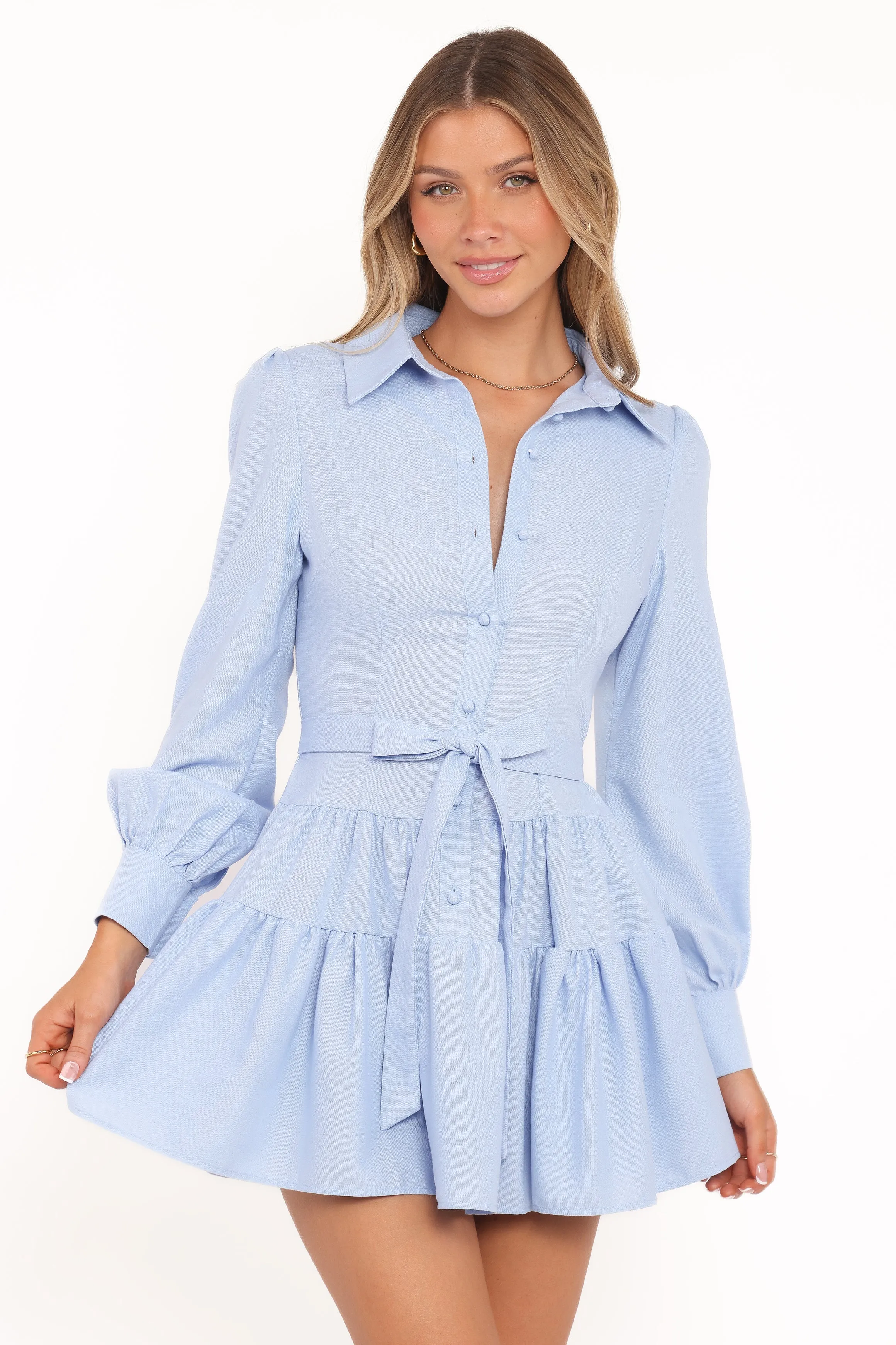 Diantha Long Sleeve Mini Dress - Blue sold by Petal & Pup