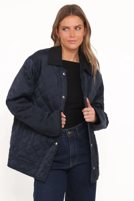 Lynly Quilted Barn Jacket - Navy sold by Petal & Pup