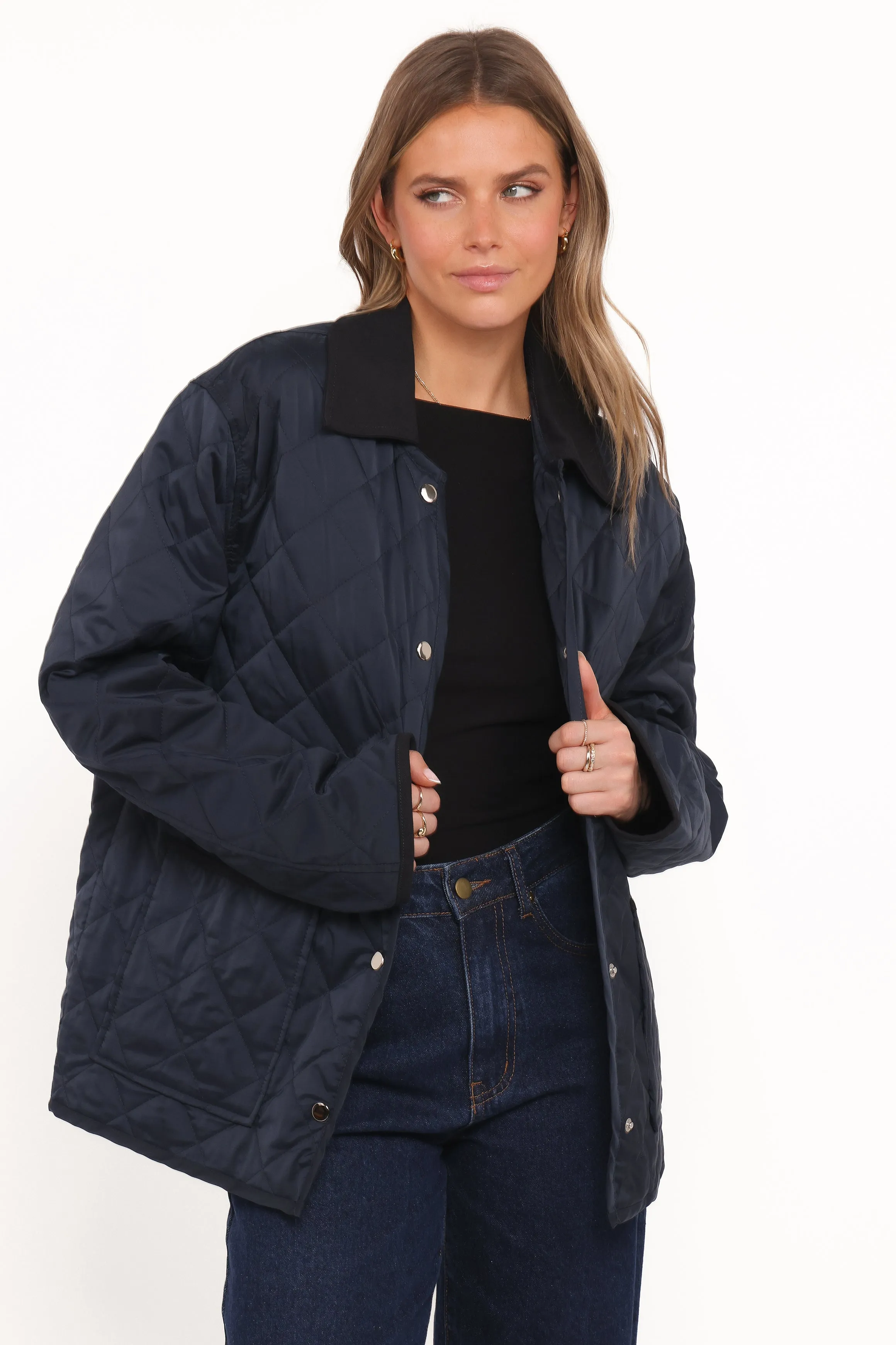 Lynly Quilted Barn Jacket - Navy sold by Petal & Pup