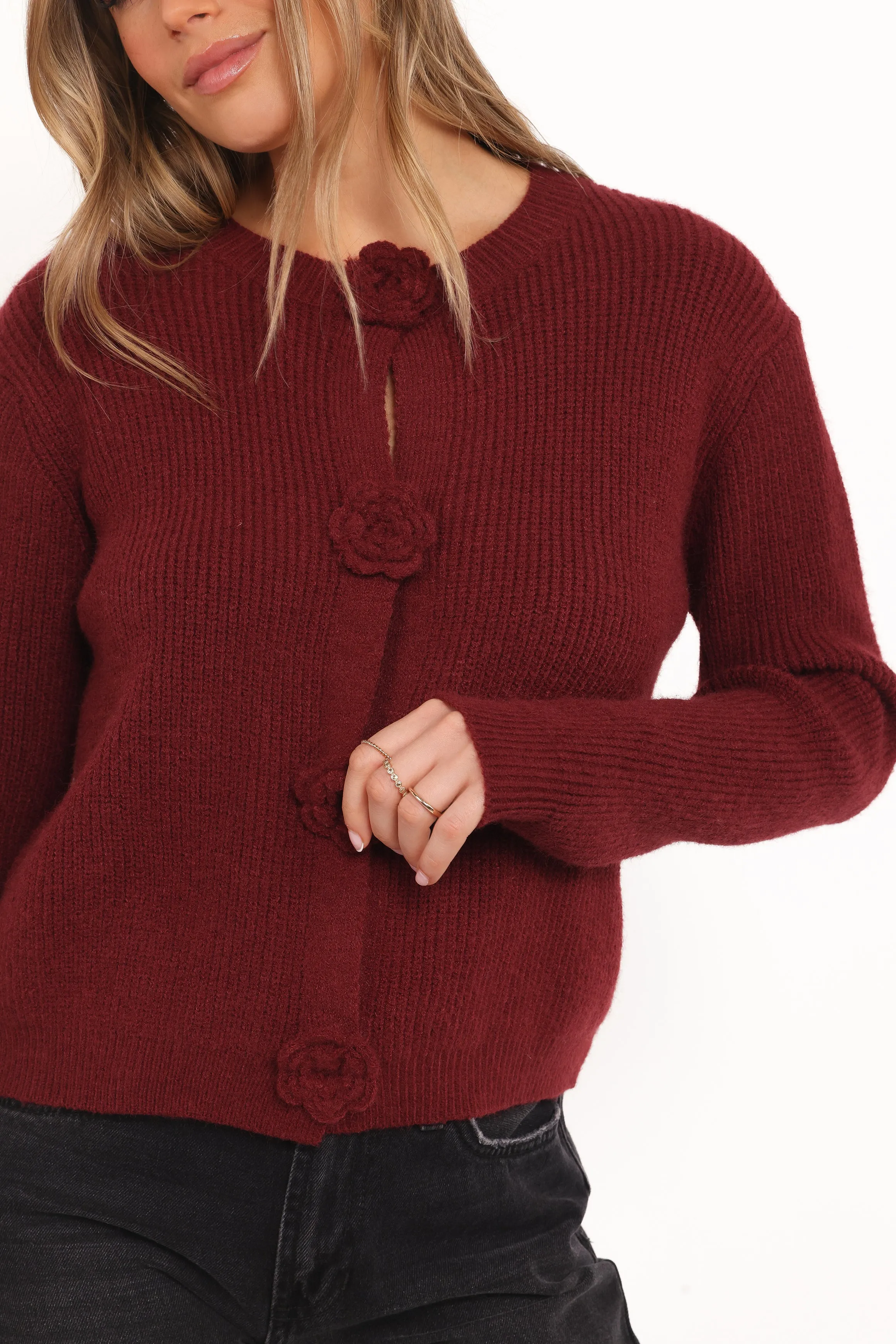 Jones Rosette Cardigan - Burgundy sold by Petal & Pup product image thumbnail 2