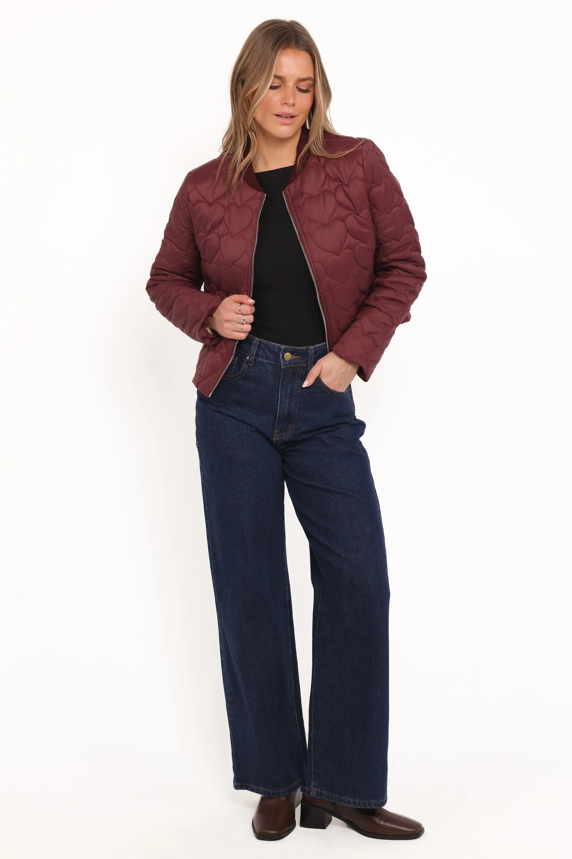 Genevieve Quilted Bomber - Cherry sold by Petal & Pup product image thumbnail 2