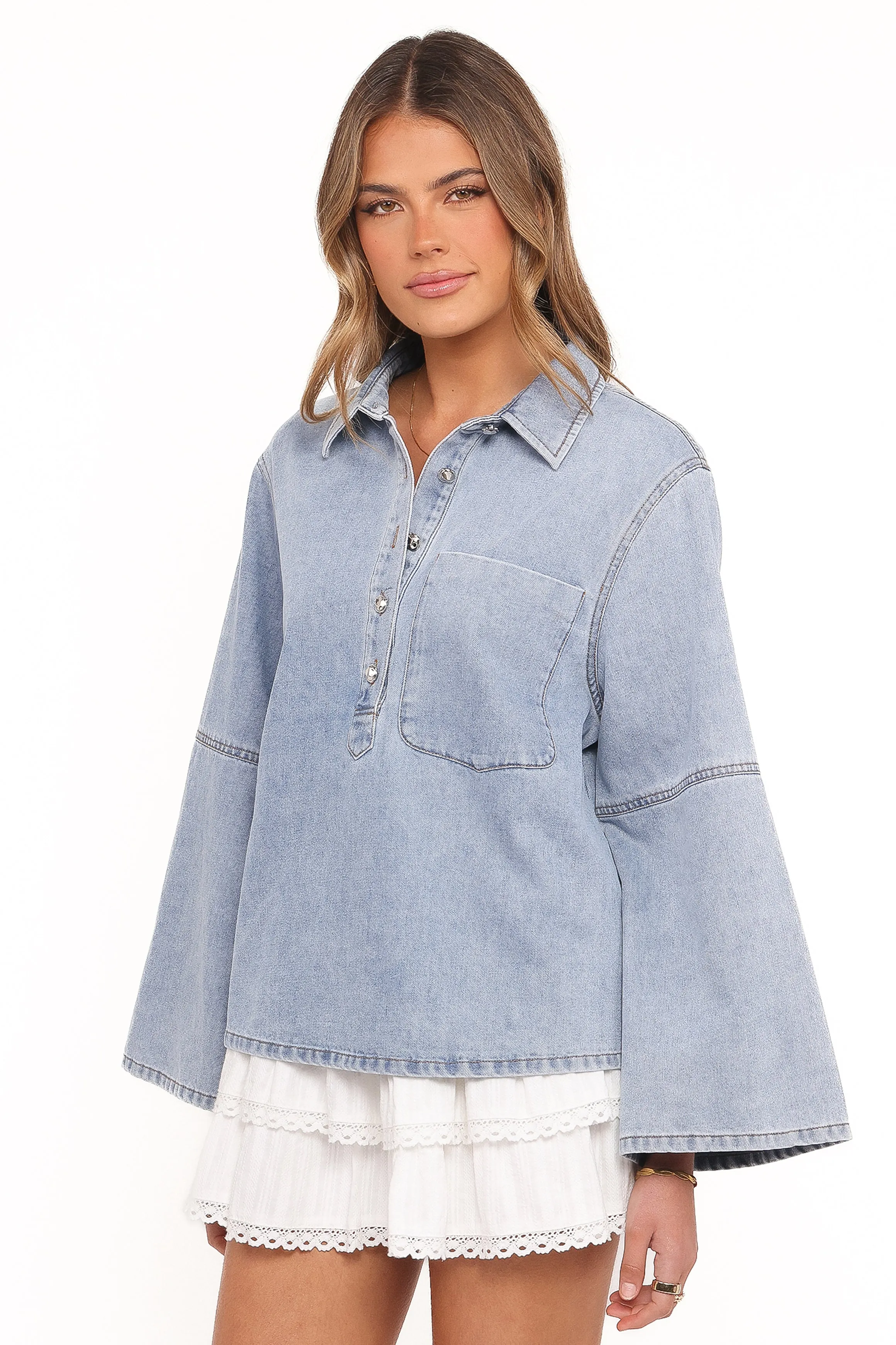 Celestia Denim Top - Light Wash sold by Petal & Pup product image thumbnail 3