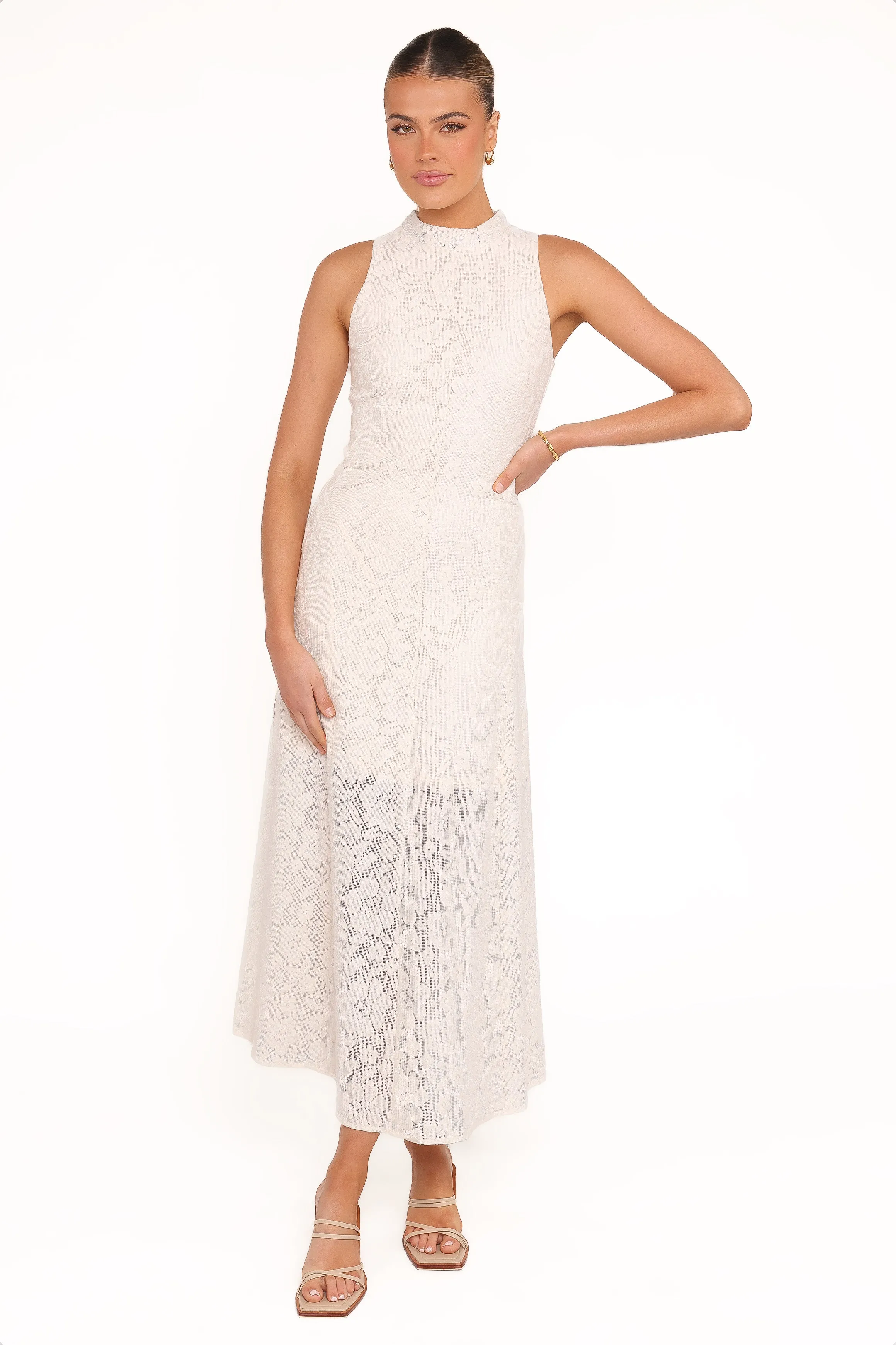Danni Lace Midi Dress - Ecru sold by Petal & Pup