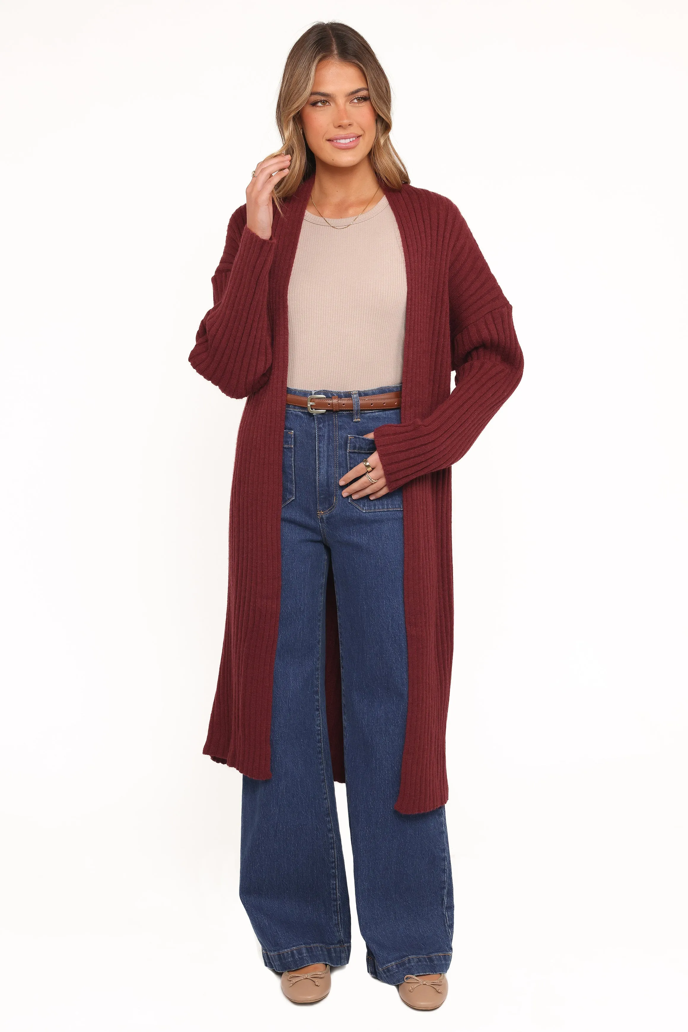Jasmia Long Cardigan - Wine sold by Petal & Pup product image thumbnail 5