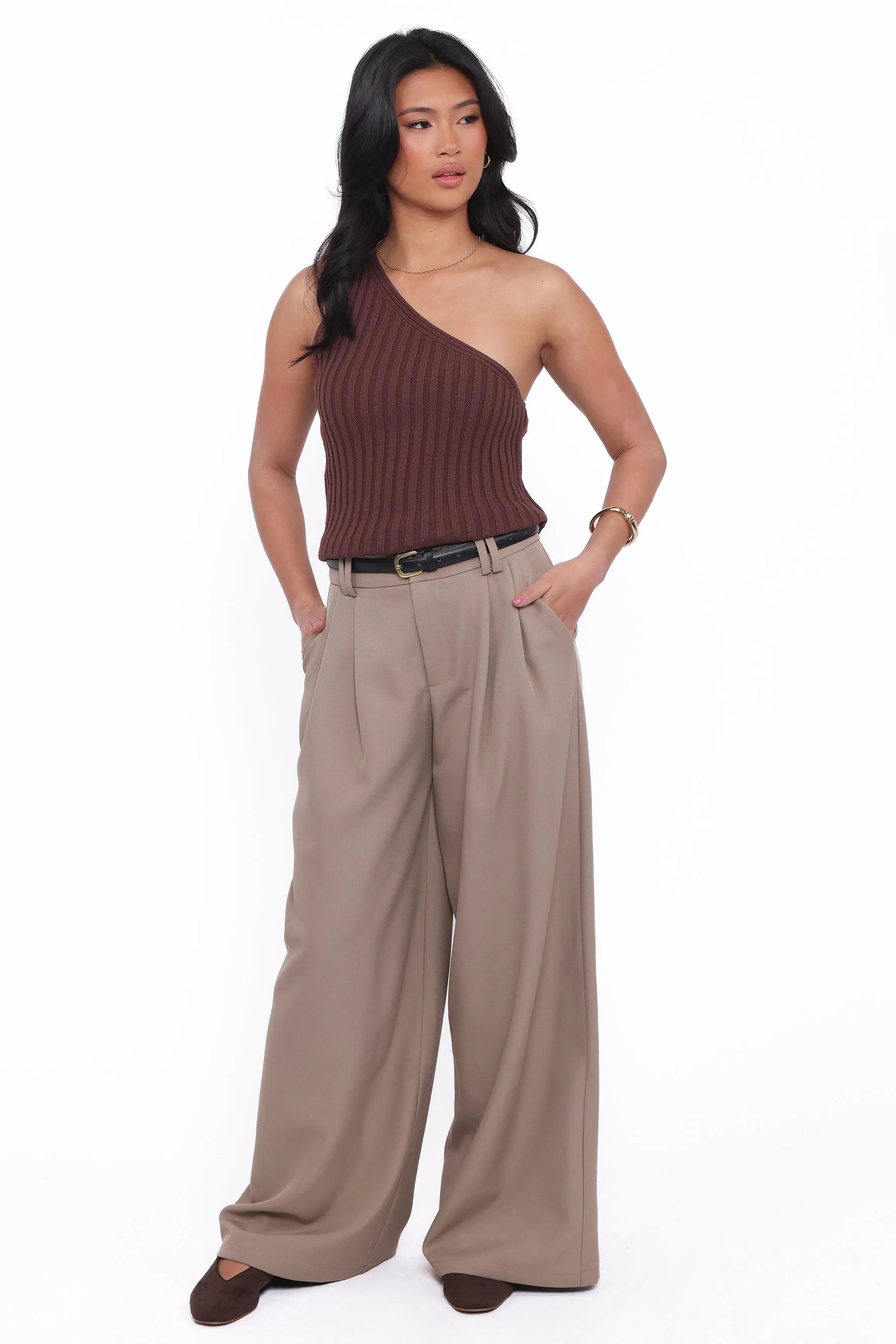Kathryn Wide Leg Pant - Beige sold by Petal & Pup