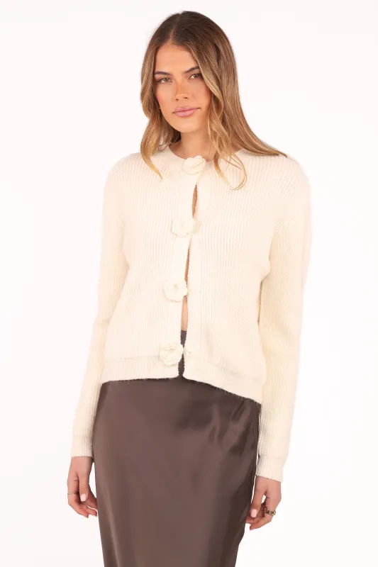 Jones Rosette Cardigan - Cream sold by Petal & Pup