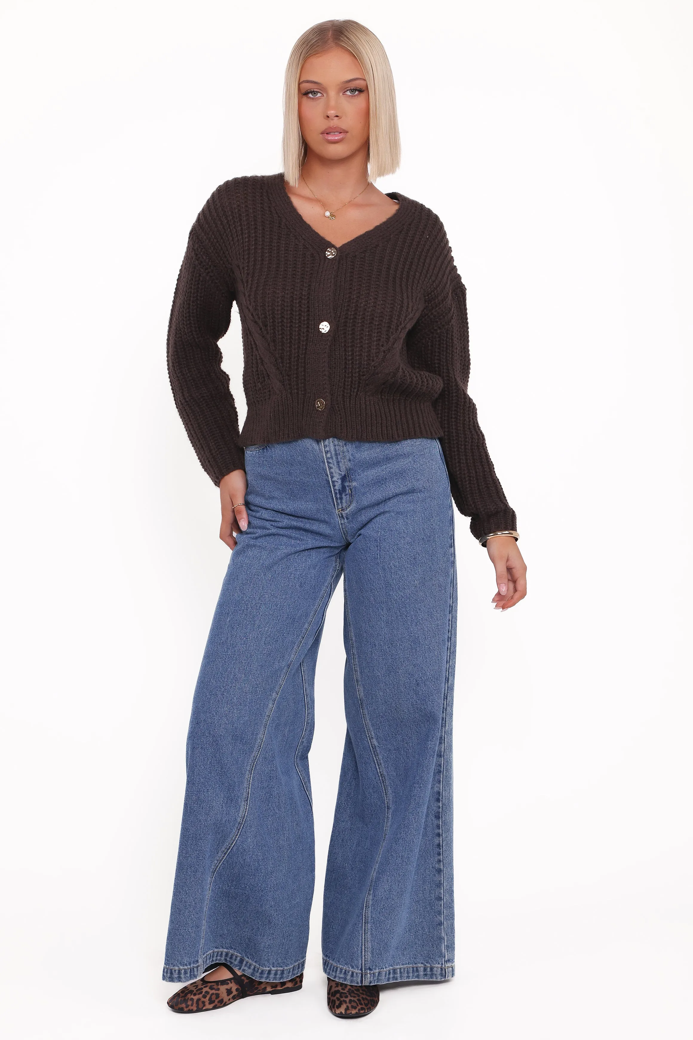 Henderson Thick Knit Cardigan - Brown sold by Petal & Pup product image thumbnail 5