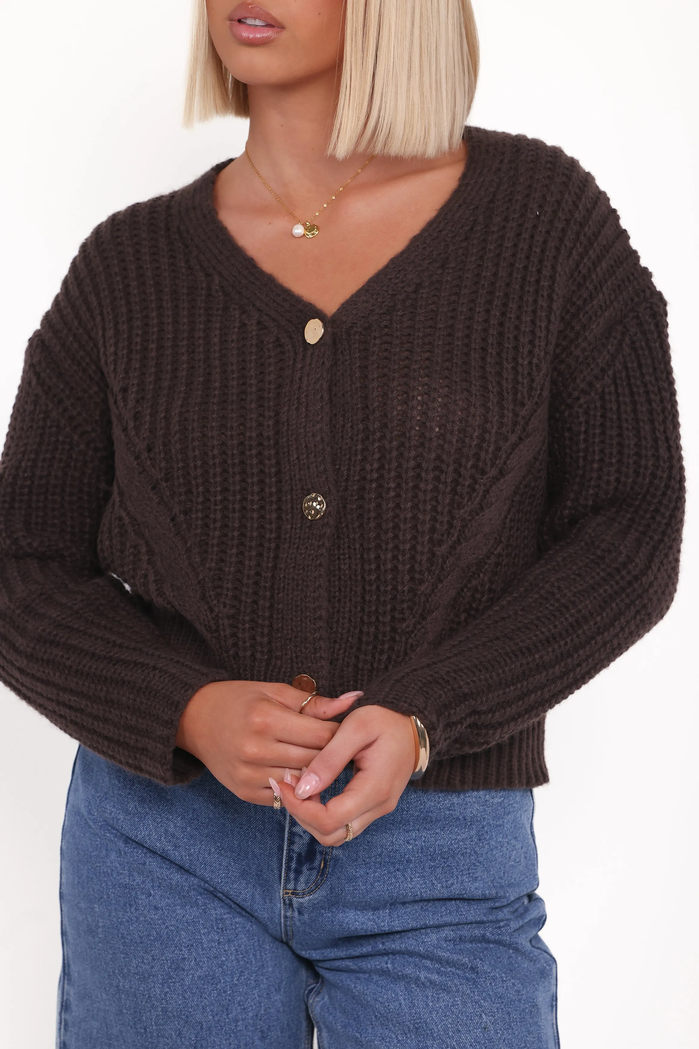Henderson Thick Knit Cardigan - Brown sold by Petal & Pup product image thumbnail 2