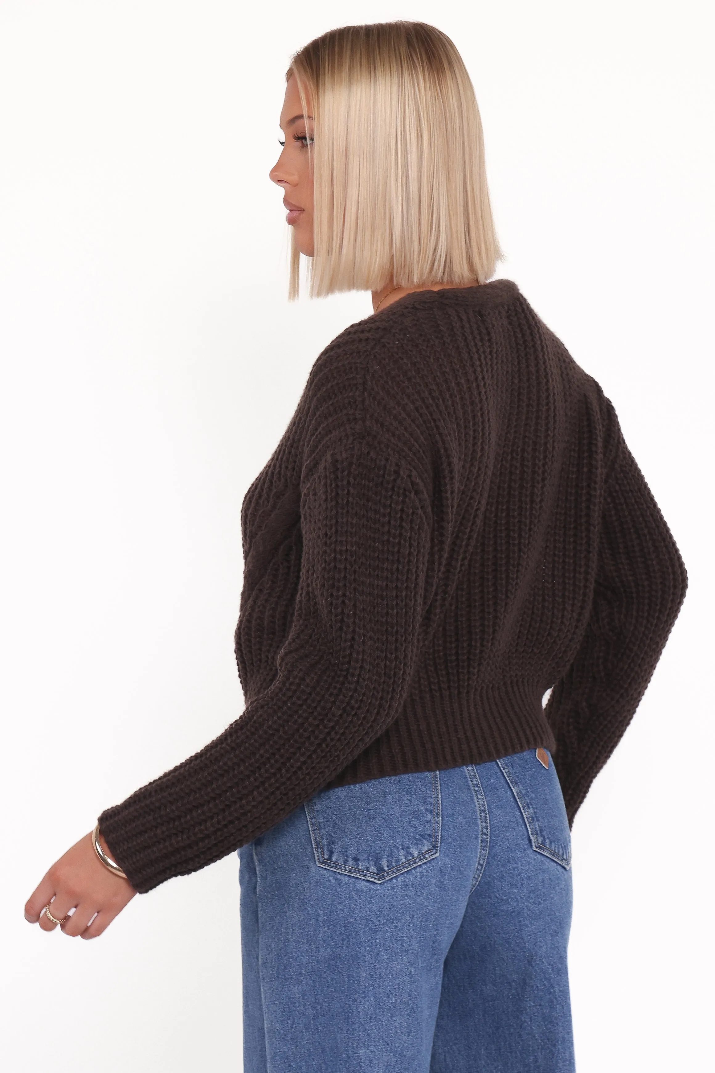 Henderson Thick Knit Cardigan - Brown sold by Petal & Pup product image thumbnail 4
