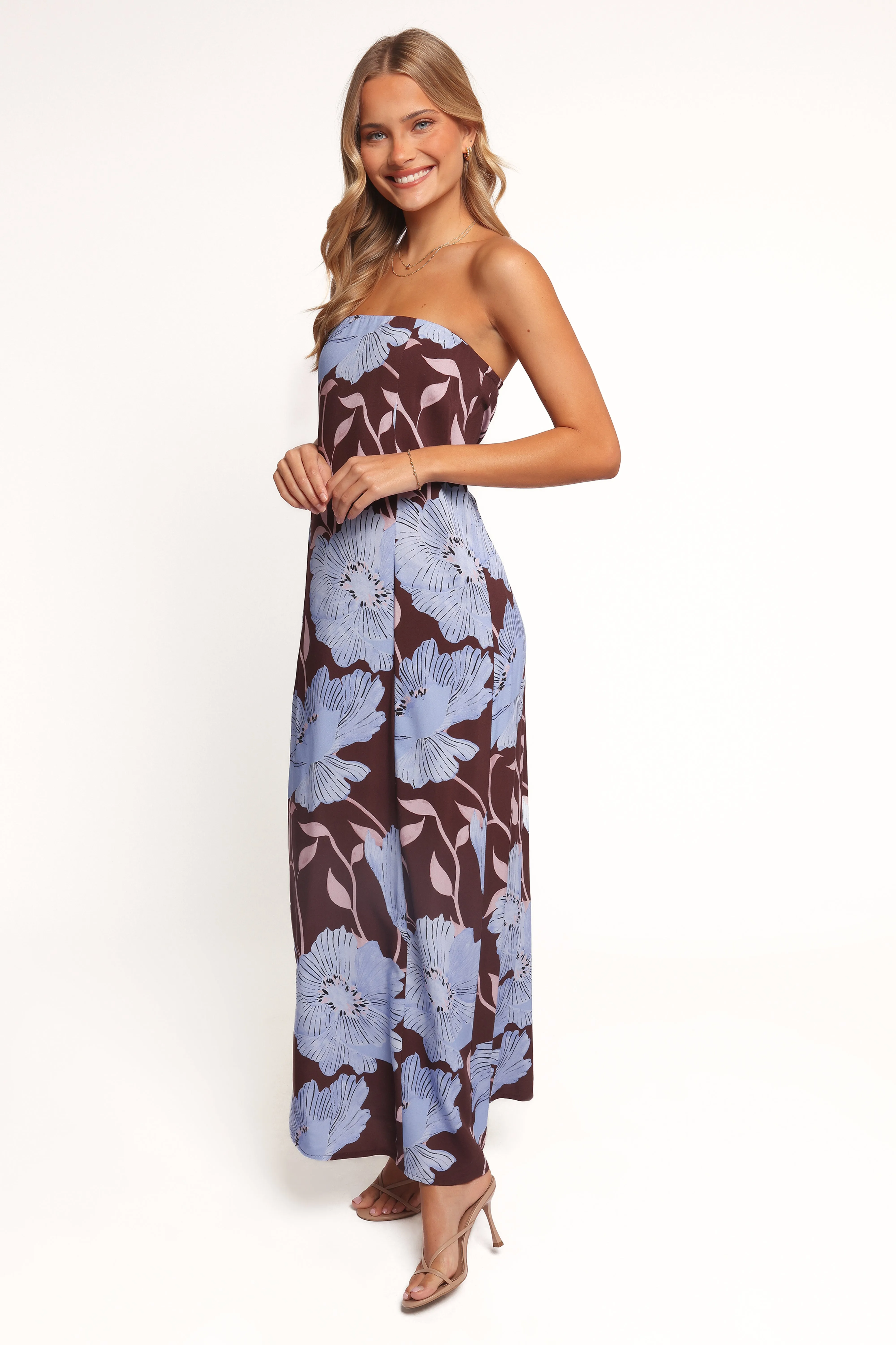 Ottavia Strapless Maxi Dress - Blue Poppies sold by Petal & Pup product image thumbnail 4