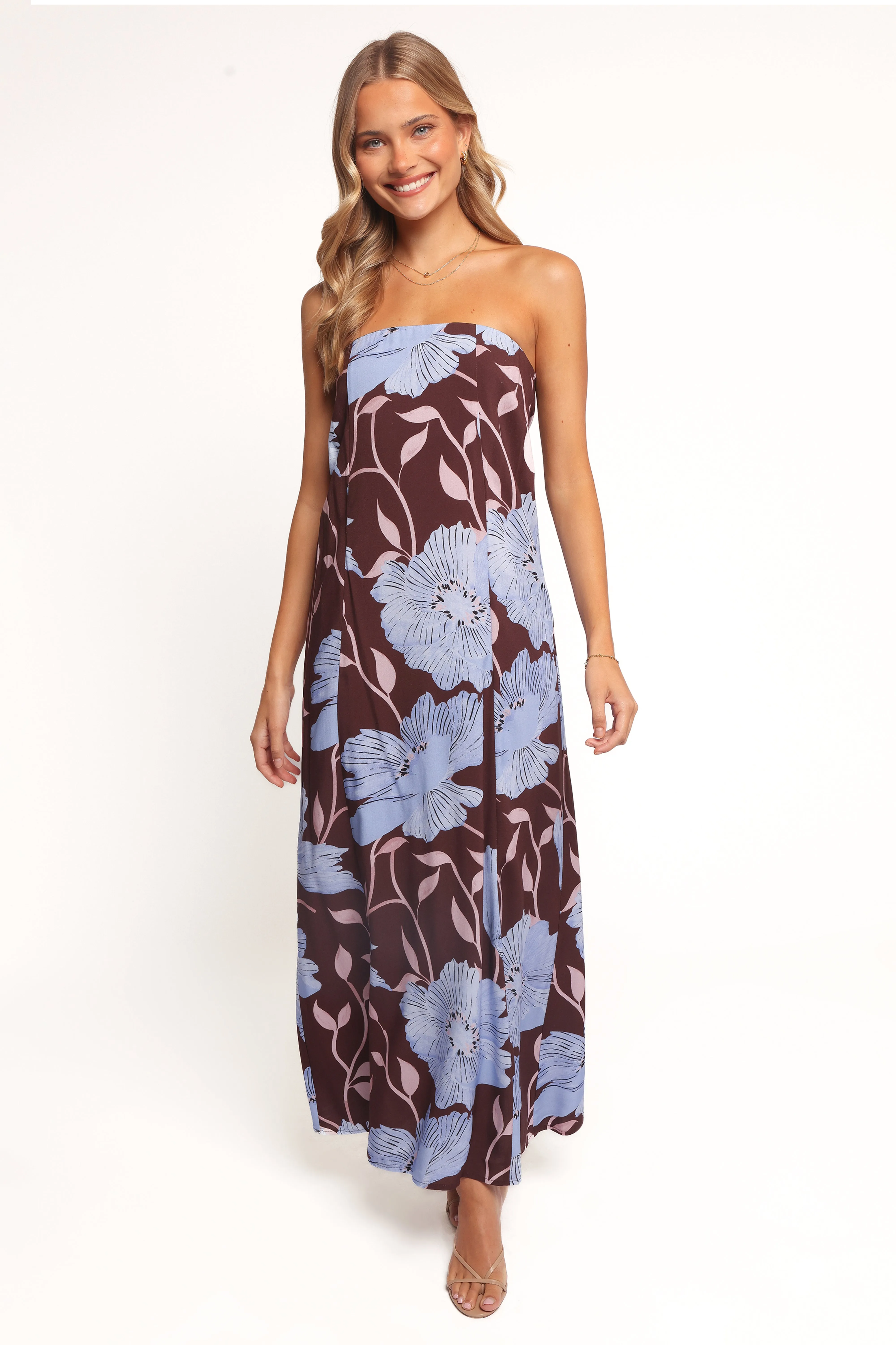 Ottavia Strapless Maxi Dress - Blue Poppies sold by Petal & Pup product image thumbnail 2