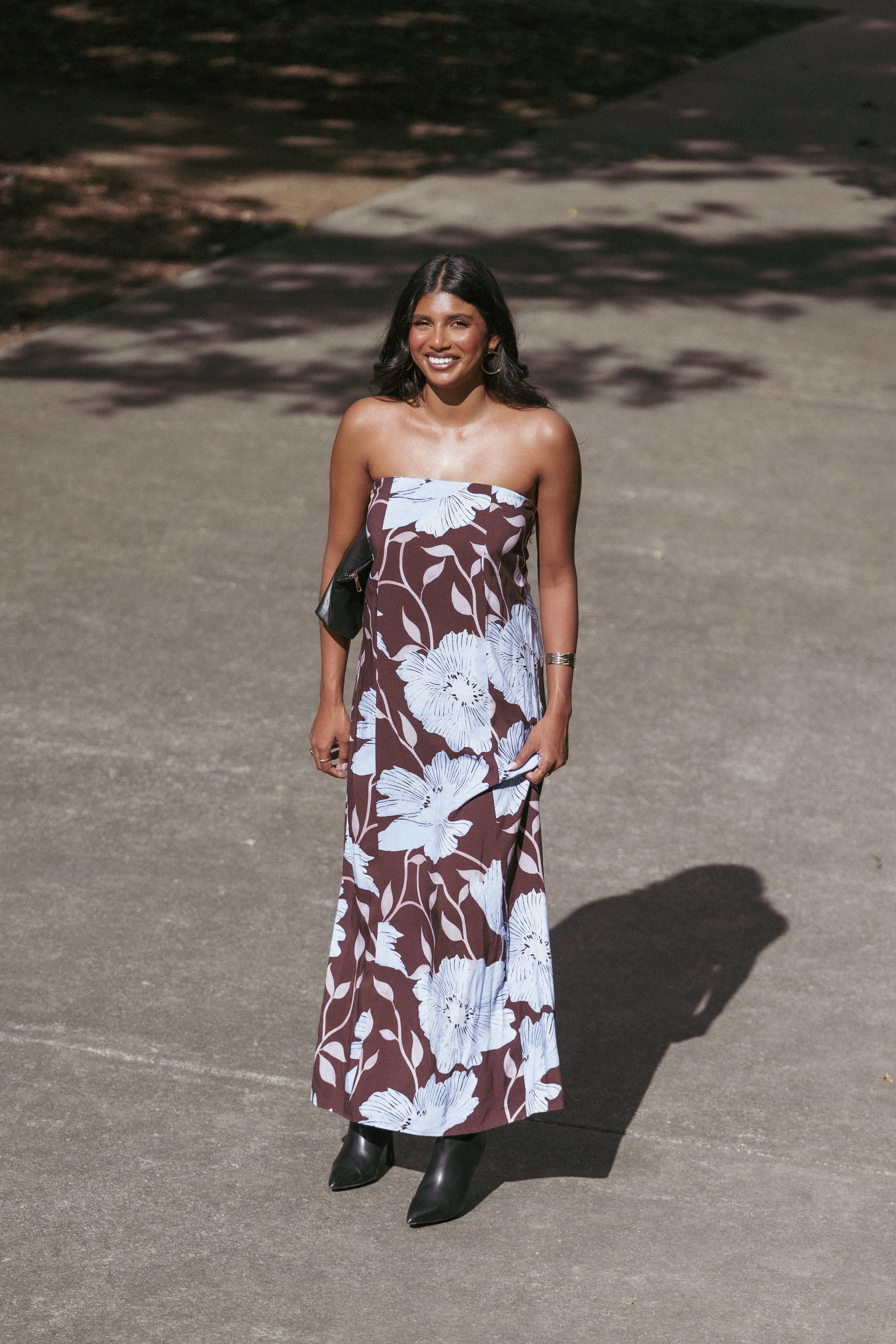 Ottavia Strapless Maxi Dress - Blue Poppies sold by Petal & Pup