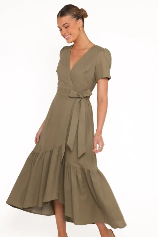Leontine Midi Dress - Olive sold by Petal & Pup