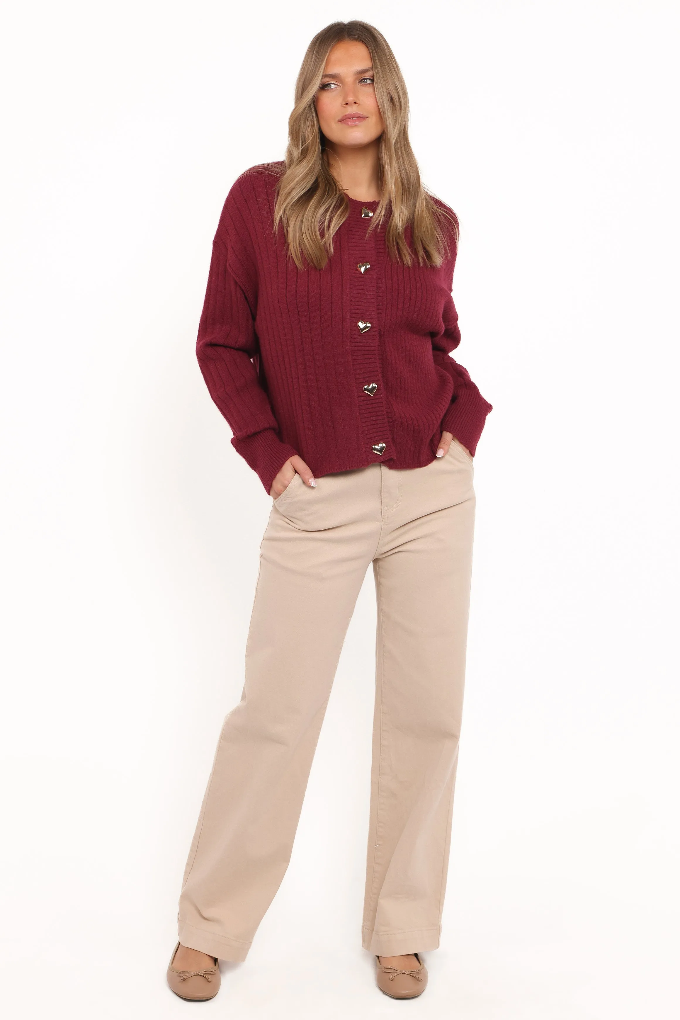 Loulani Heart Button Cardigan - Cherry sold by Petal & Pup product image thumbnail 5