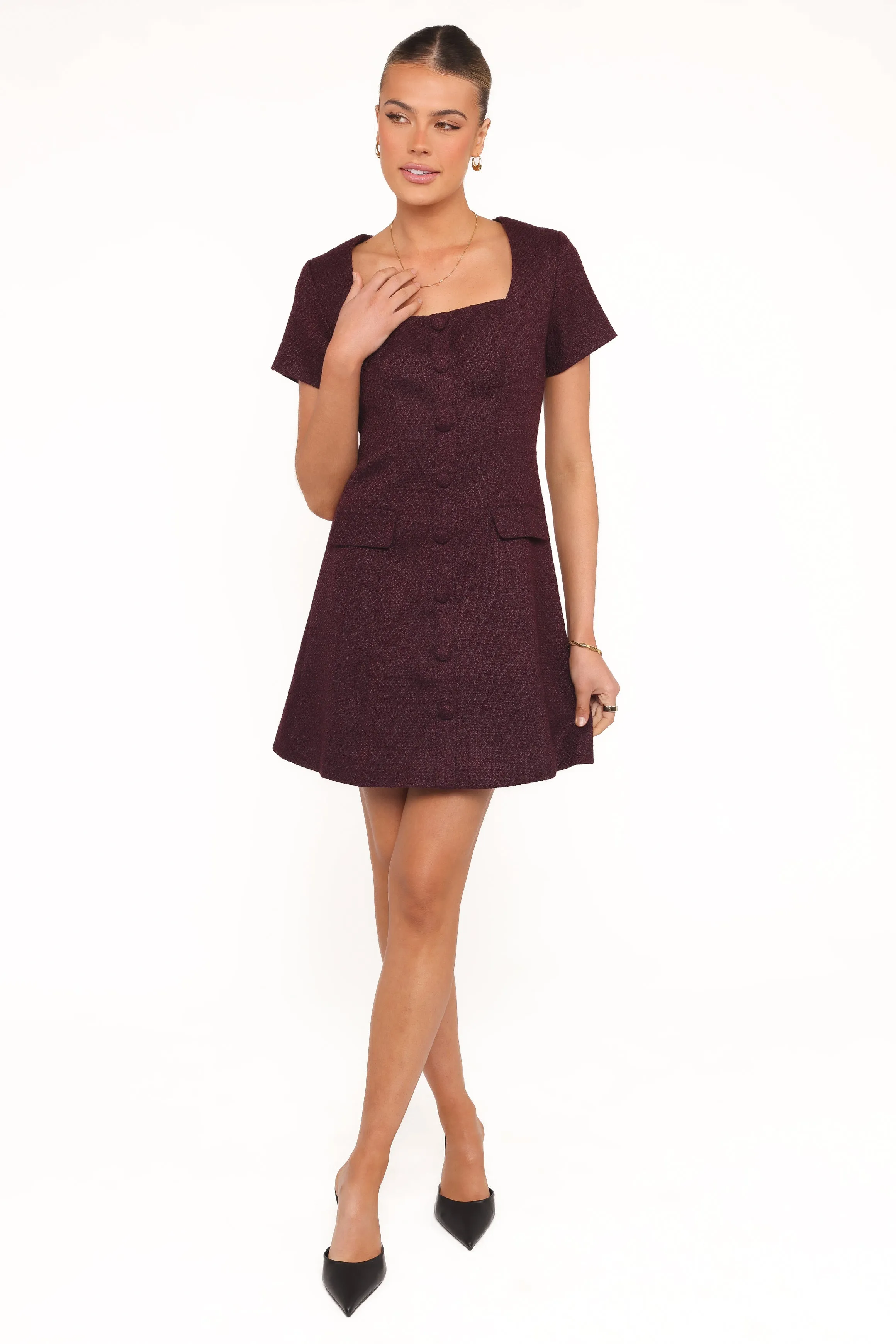 Sutton Mini Dress - Plum Tweed sold by Petal & Pup product image thumbnail 5
