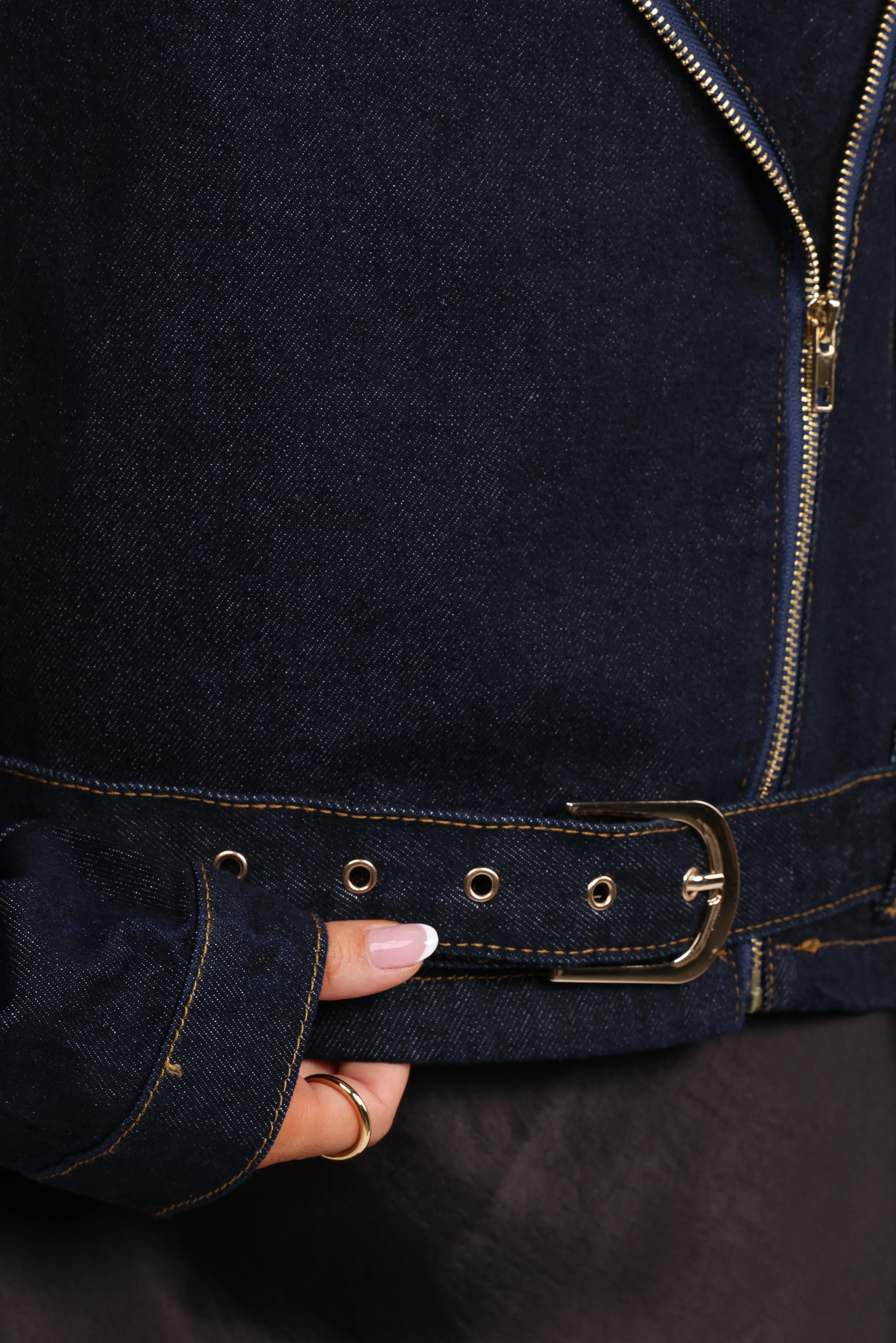 Mira Denim Moto Jacket - Dark Indigo sold by Petal & Pup product image thumbnail 5