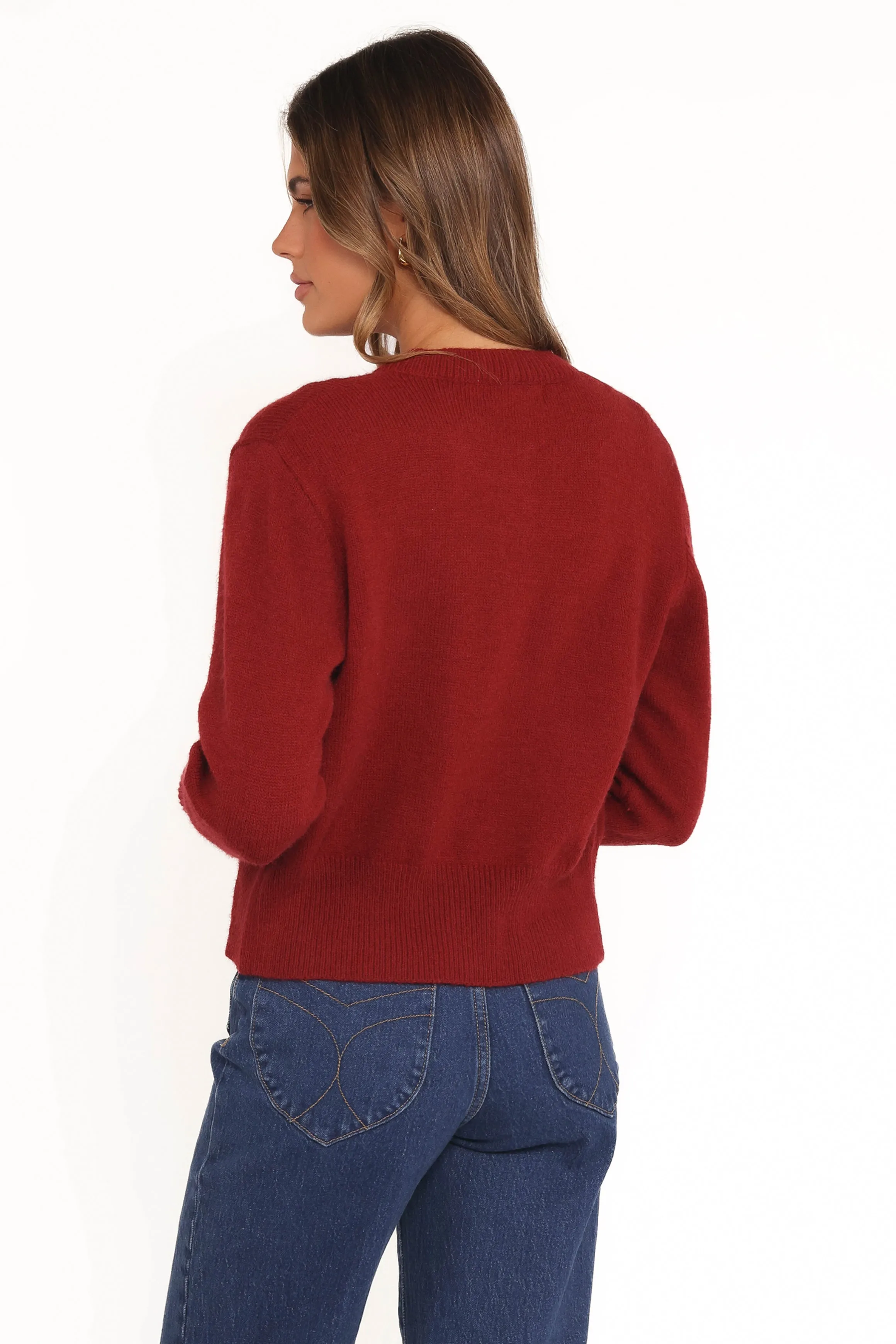 Middleton Mini Bow Cardigan - Wine sold by Petal & Pup product image thumbnail 4
