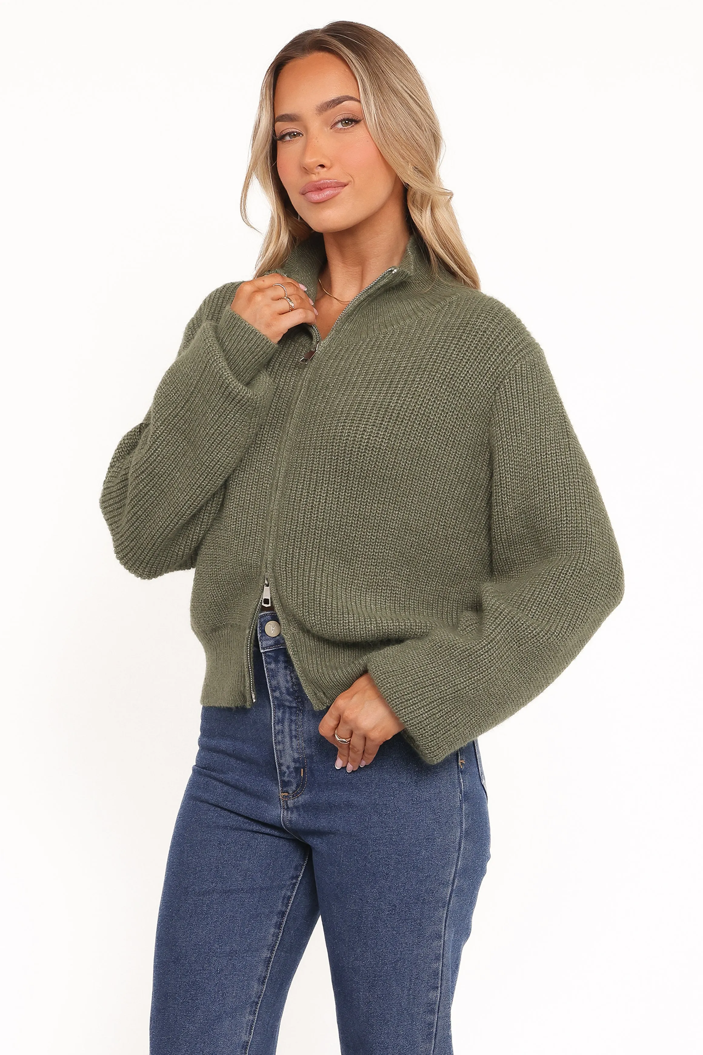 Kourtney Zip Cardigan - Olive sold by Petal & Pup product image thumbnail 3