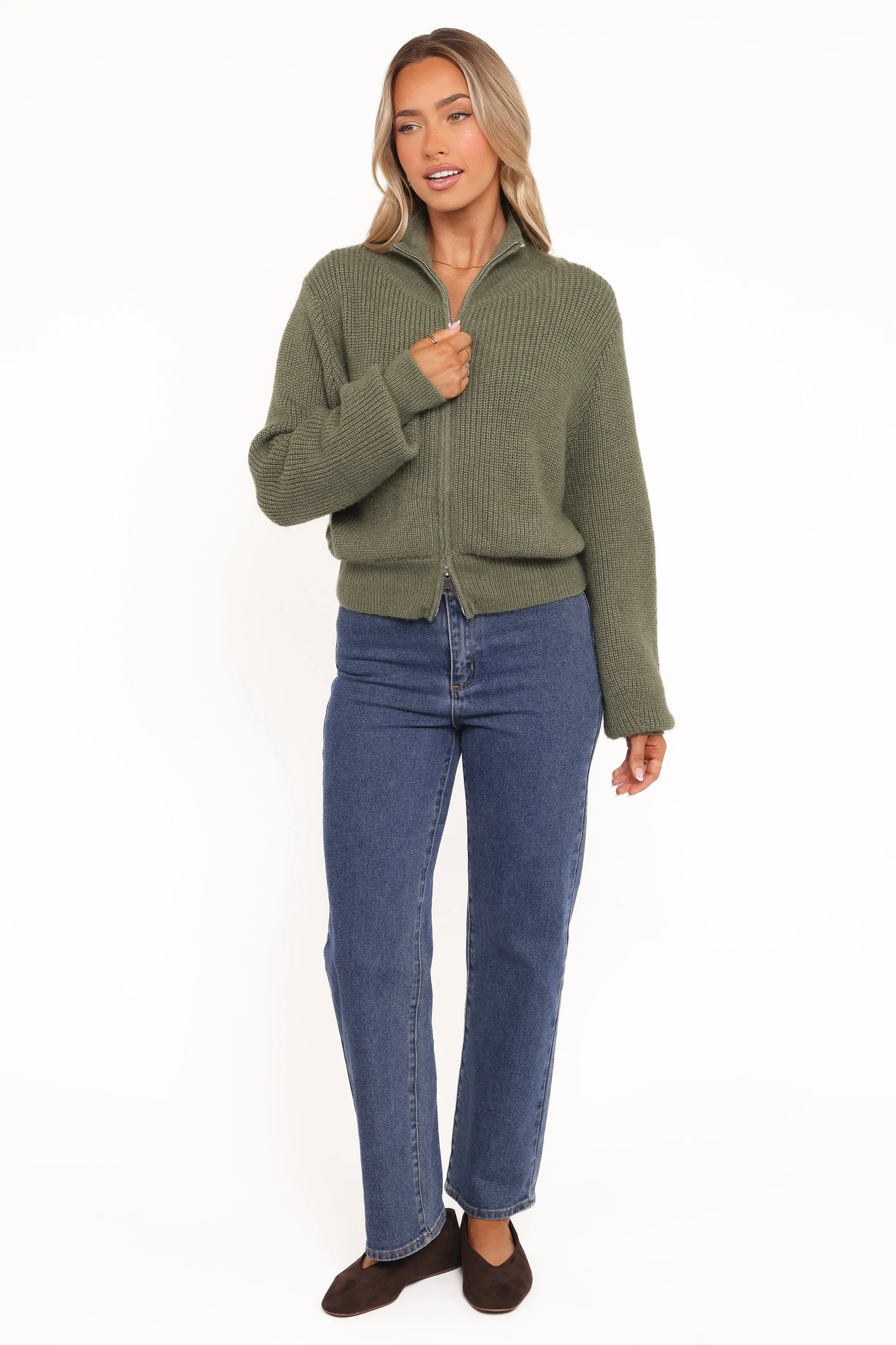 Kourtney Zip Cardigan - Olive sold by Petal & Pup product image thumbnail 5