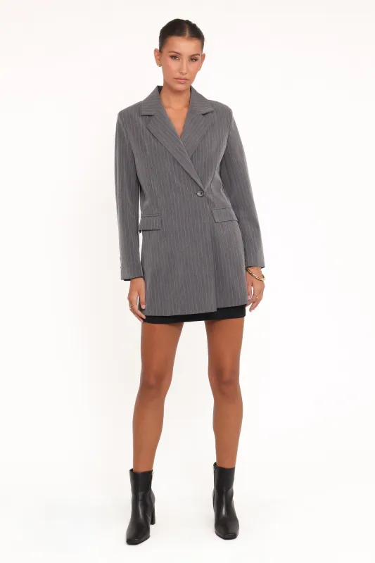 Kerryn Blazer - Grey Pinstripe sold by Petal & Pup