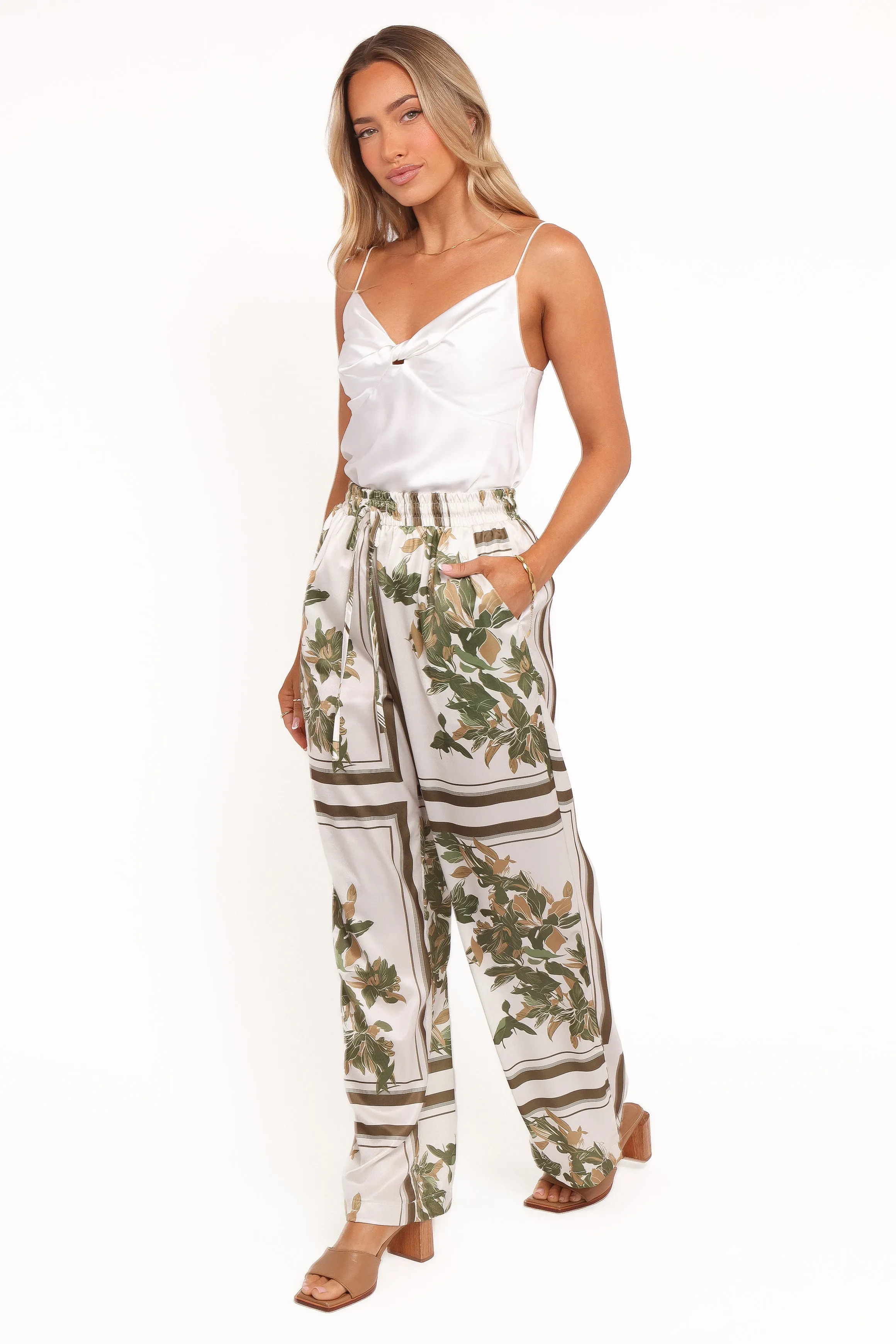 Lara Wide Leg Pants - Olive Print sold by Petal & Pup product image thumbnail 3
