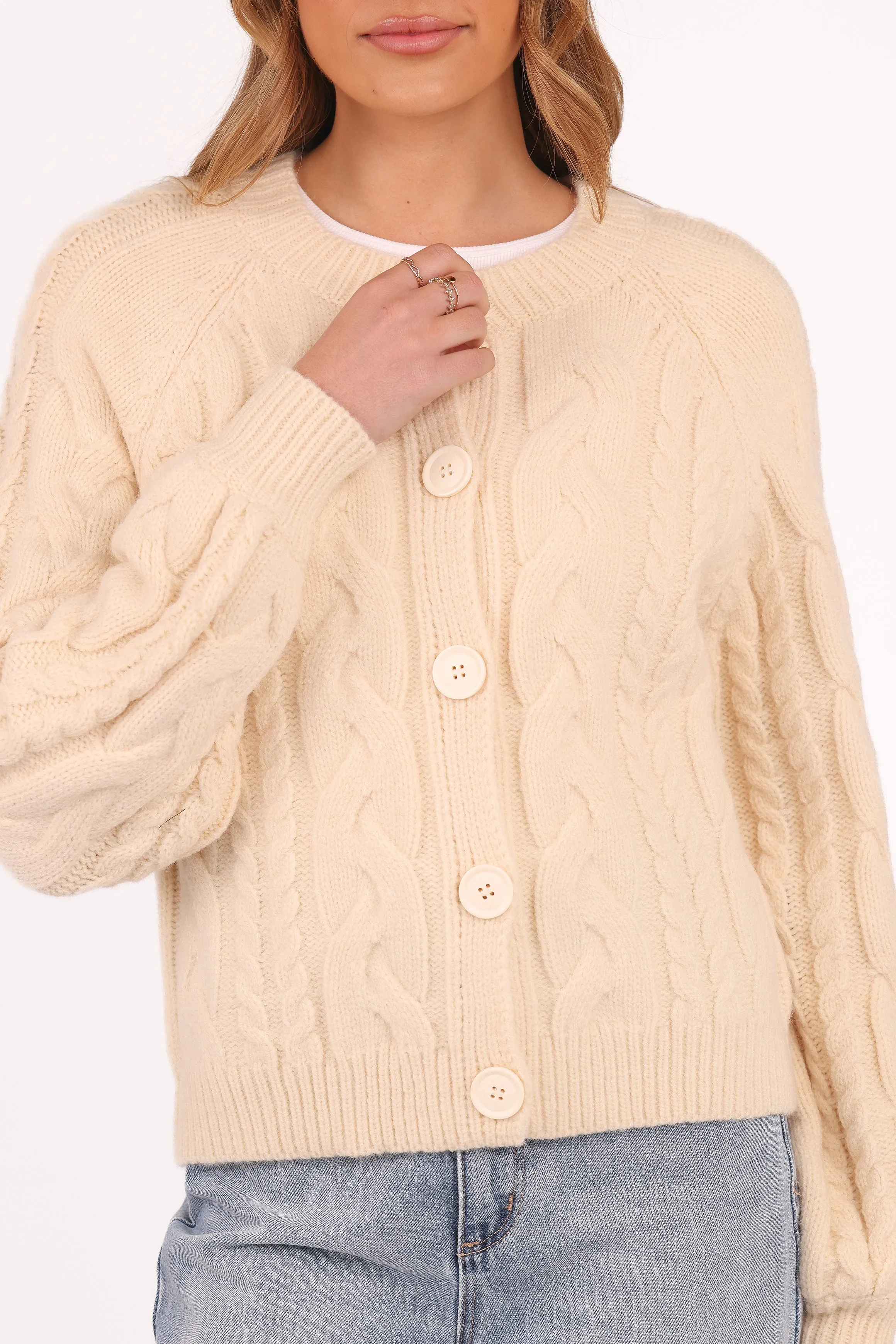 Nika Cable Knit Cardigan - Taupe sold by Petal & Pup product image thumbnail 3