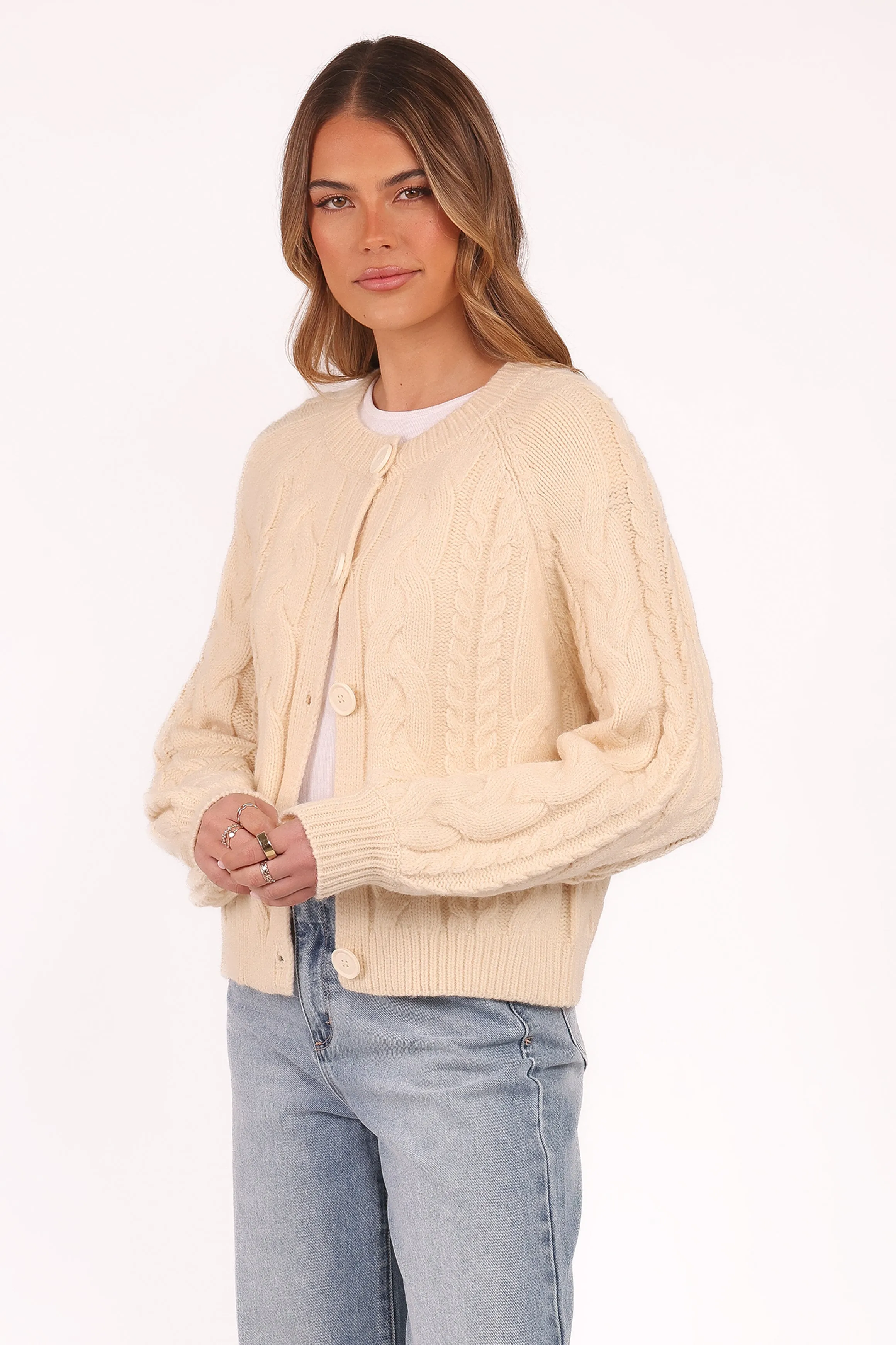 Nika Cable Knit Cardigan - Taupe sold by Petal & Pup product image thumbnail 4