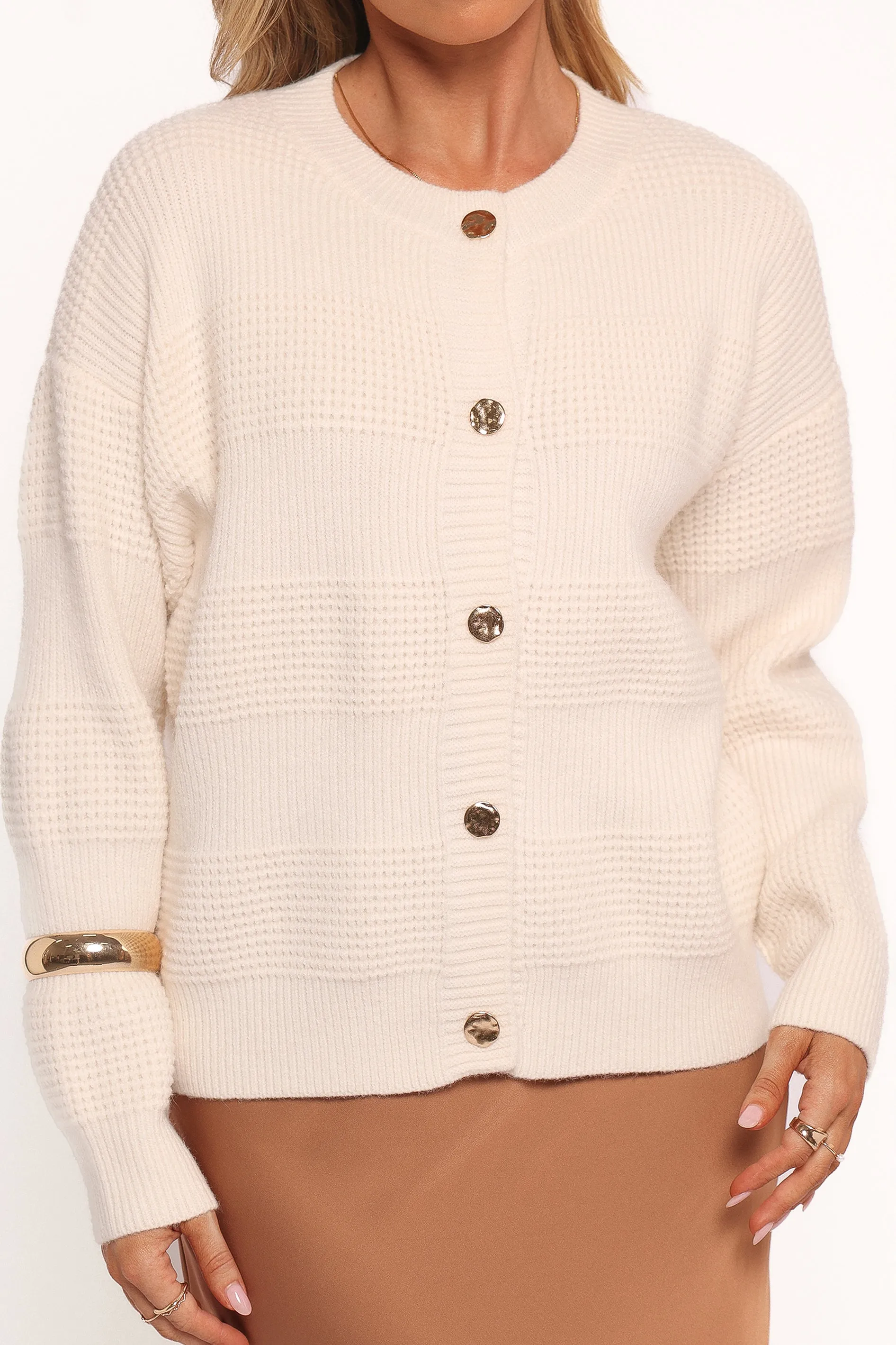 Verago Textured Stripe Cardigan - Cream sold by Petal & Pup product image thumbnail 4