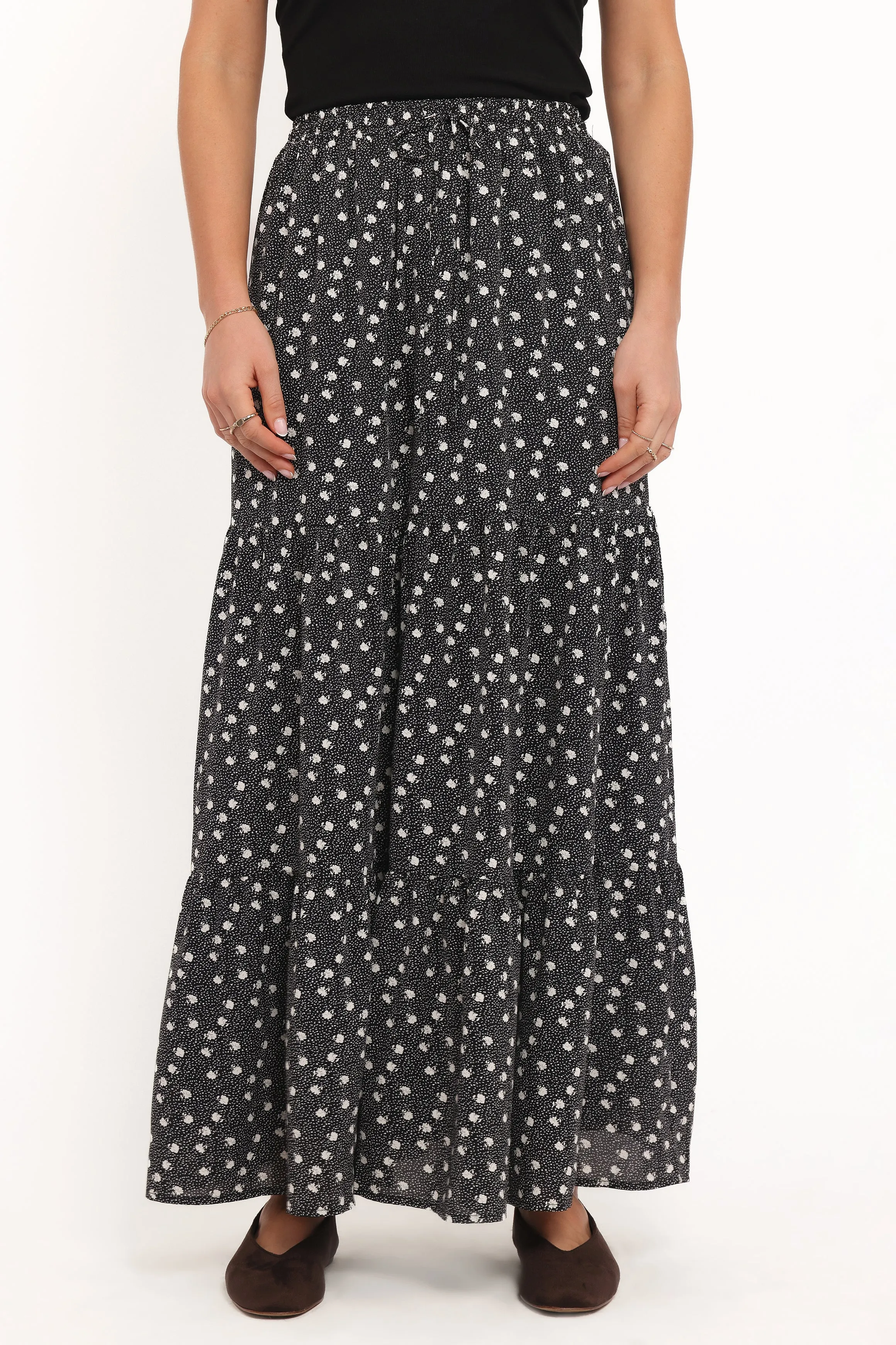 Vincent Tier Maxi Skirt - Black Floral sold by Petal & Pup product image thumbnail 3