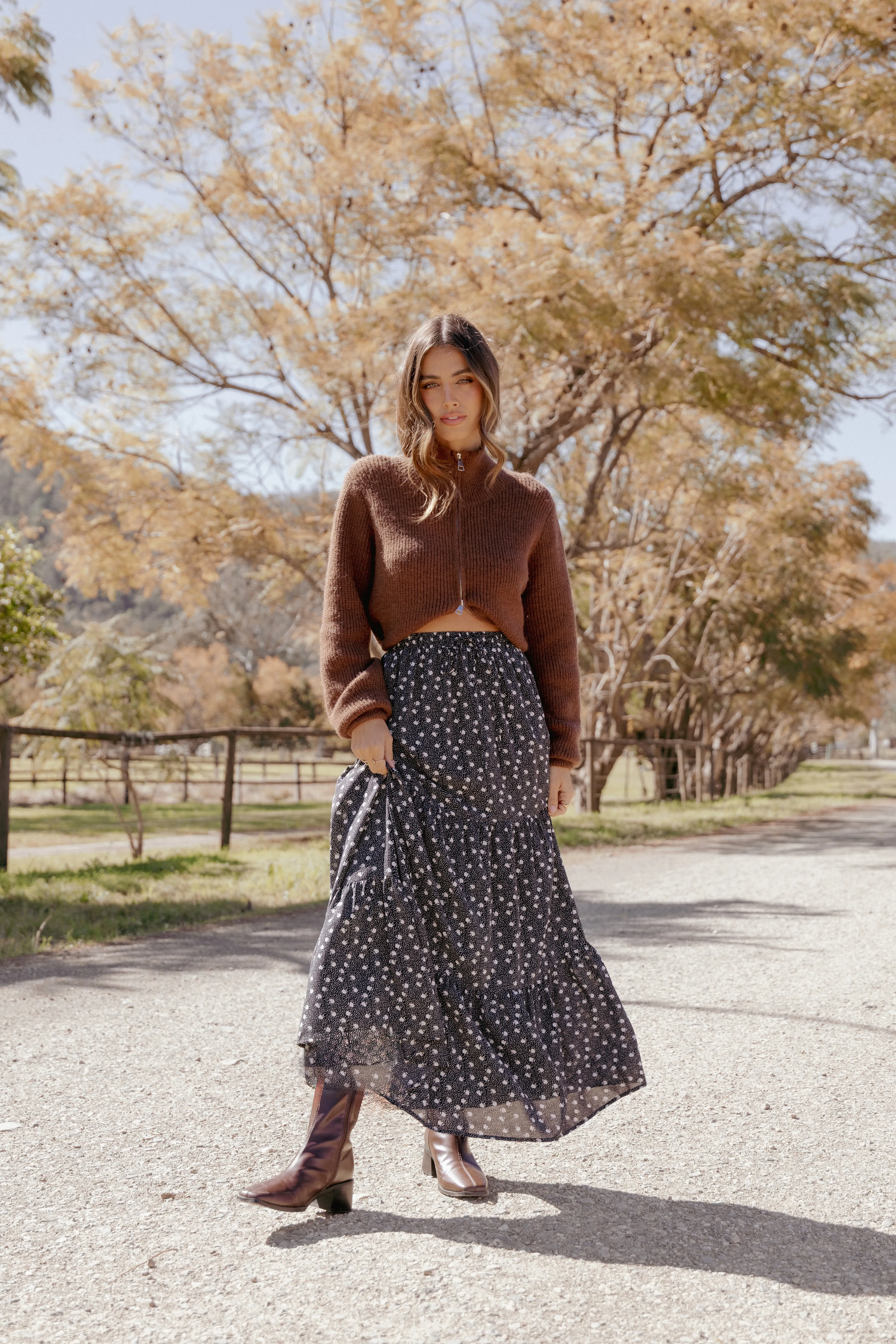 Vincent Tier Maxi Skirt - Black Floral sold by Petal & Pup